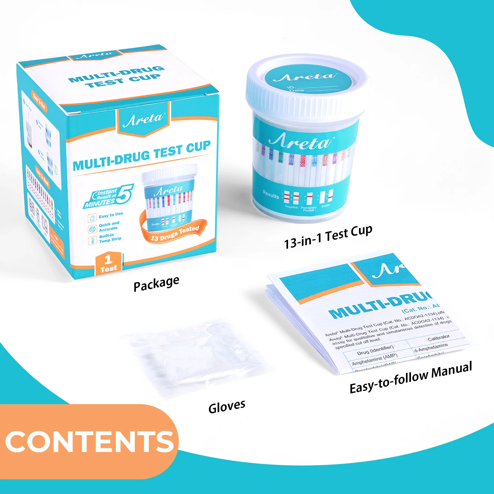Areta 13 Panel Urine Test Cup: Easy Detect 13 Drug Metabolites, Home Testing Kit for THC,AMP,BZO,COC,BAR,OPI,BUP,MDMA,MET,MTD,OXY,PCP,TCA, Accurate Instant Results - 1 Pack ACDOA2-1134 - Image 6