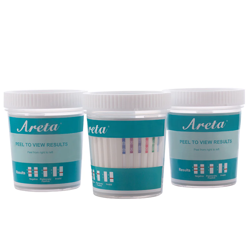Areta 6 Panel Instant Drug Test Cup - Amphetamine (AMP), Benzodiazepines (BZO),Cocaine (COC), Methamphetamine (MET), Opiate (OPI 2000), Marijuana (THC)- 5 Pack #ACDOA-264 - Image 4