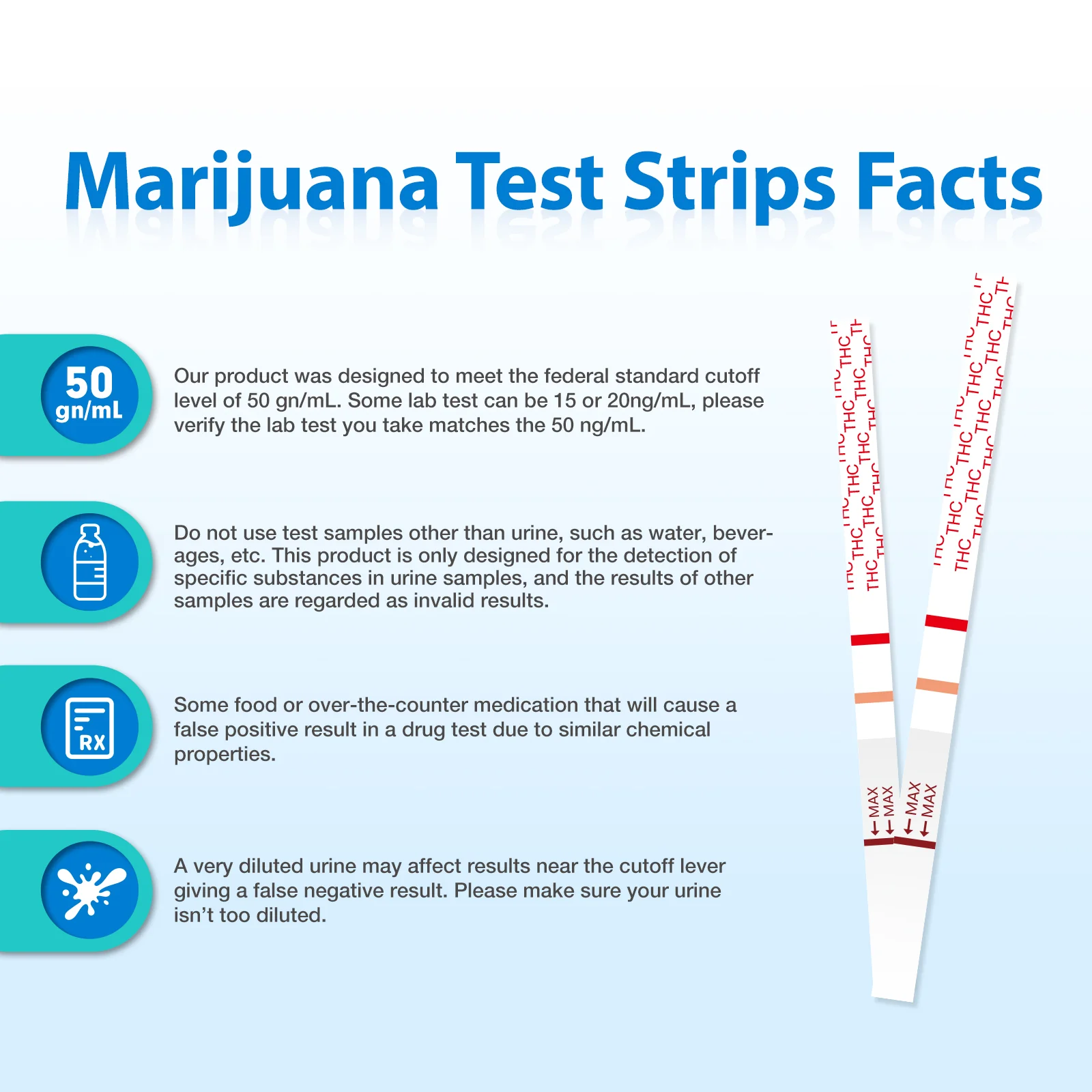 Areta Marijuana Test Strips: THC Drug Urine At Home Testing Kits for Over the Counter Use Result in 5 Minutes - Accurate drug Screen Test 50ng/mL Cutoff Level - # ASTH-114C 15 Tests - Image 6