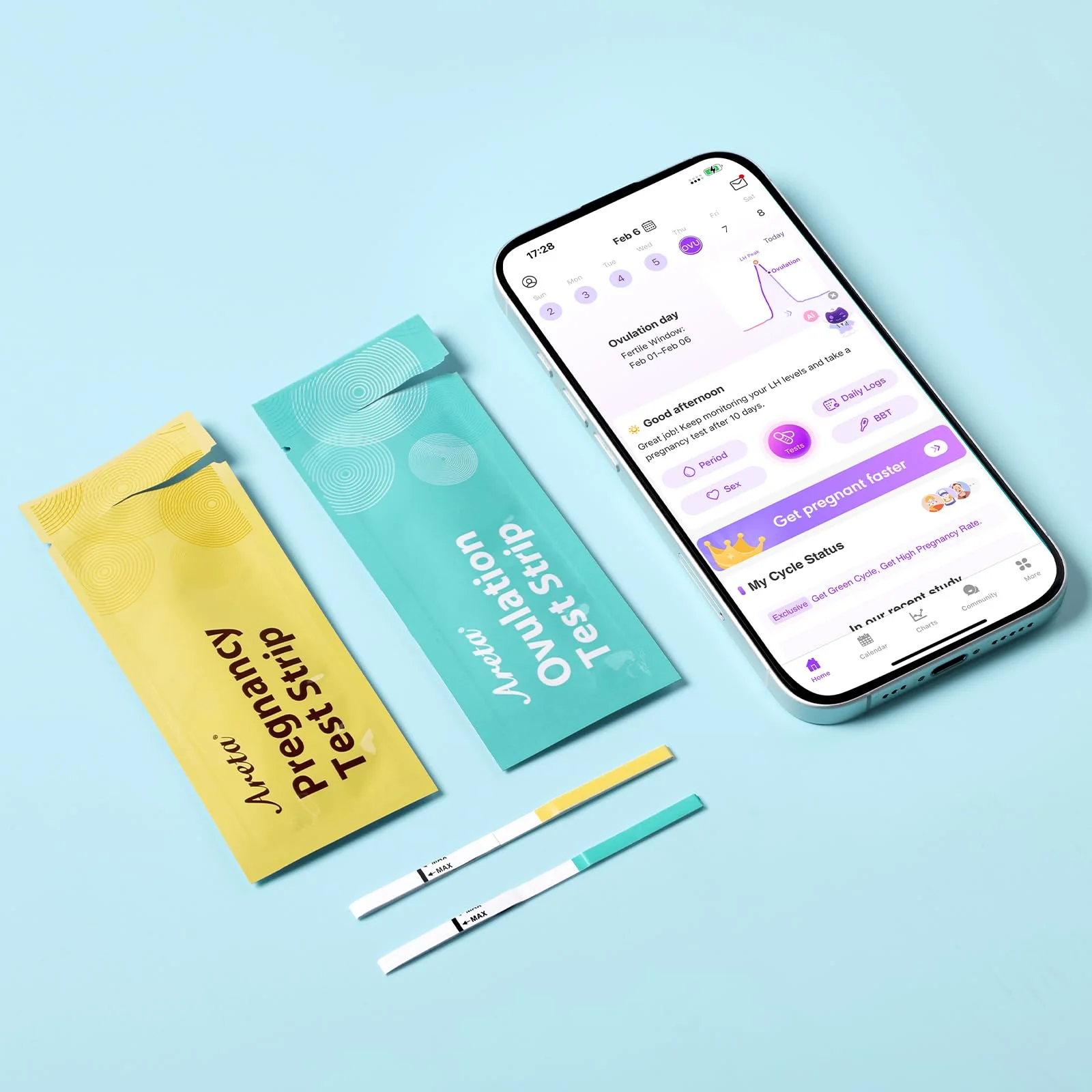 Areta Ovulation & Pregnancy Test Strips: 30 Ovulation Strips & 10 Pregnancy Tests Combo Kit Blue | Accurate at-Home Fertility Tracker | Highly Sensitive Early Pregnancy Detection | 30 LH + 10 HCG - Image 3