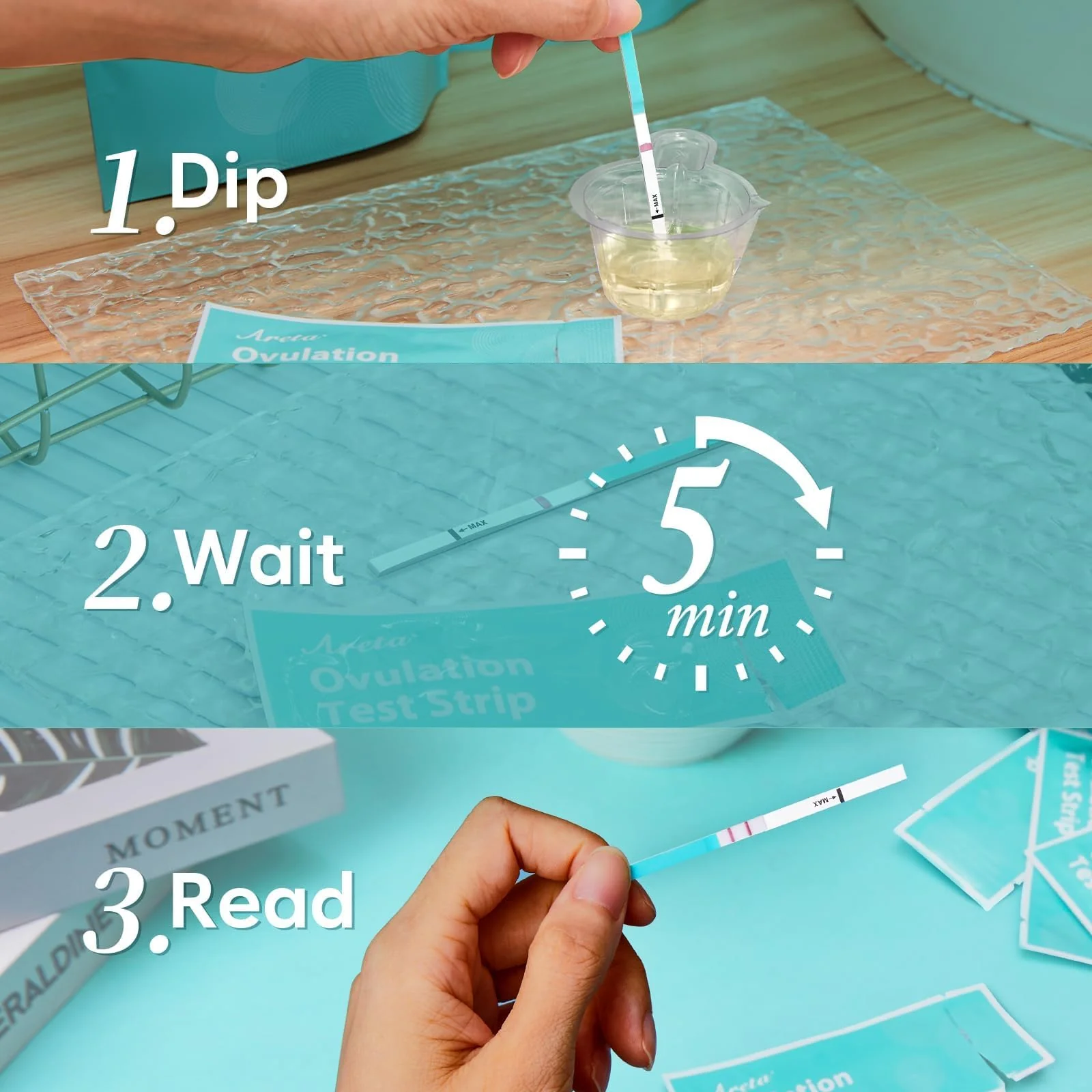 Areta Ovulation Test Strips Kit: 30 Tests | Accurate & Reliable for Women | Fast & Convenient Fertility Tracking | High Accuracy Ovulation Test Kit Blue | Expiration Date 11/21/2026 - Image 5