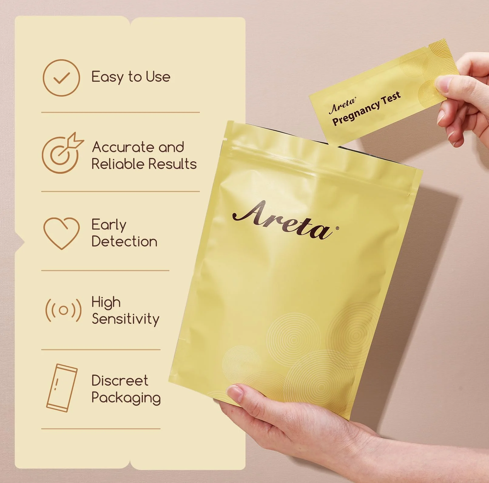Areta Pregnancy Test Strips: 50-Pack hCG Tests, Highly Accurate and Rapid Results for Early Detection The Day After Your Missed Period | Expiration Date 11/24/2026 - Image 2
