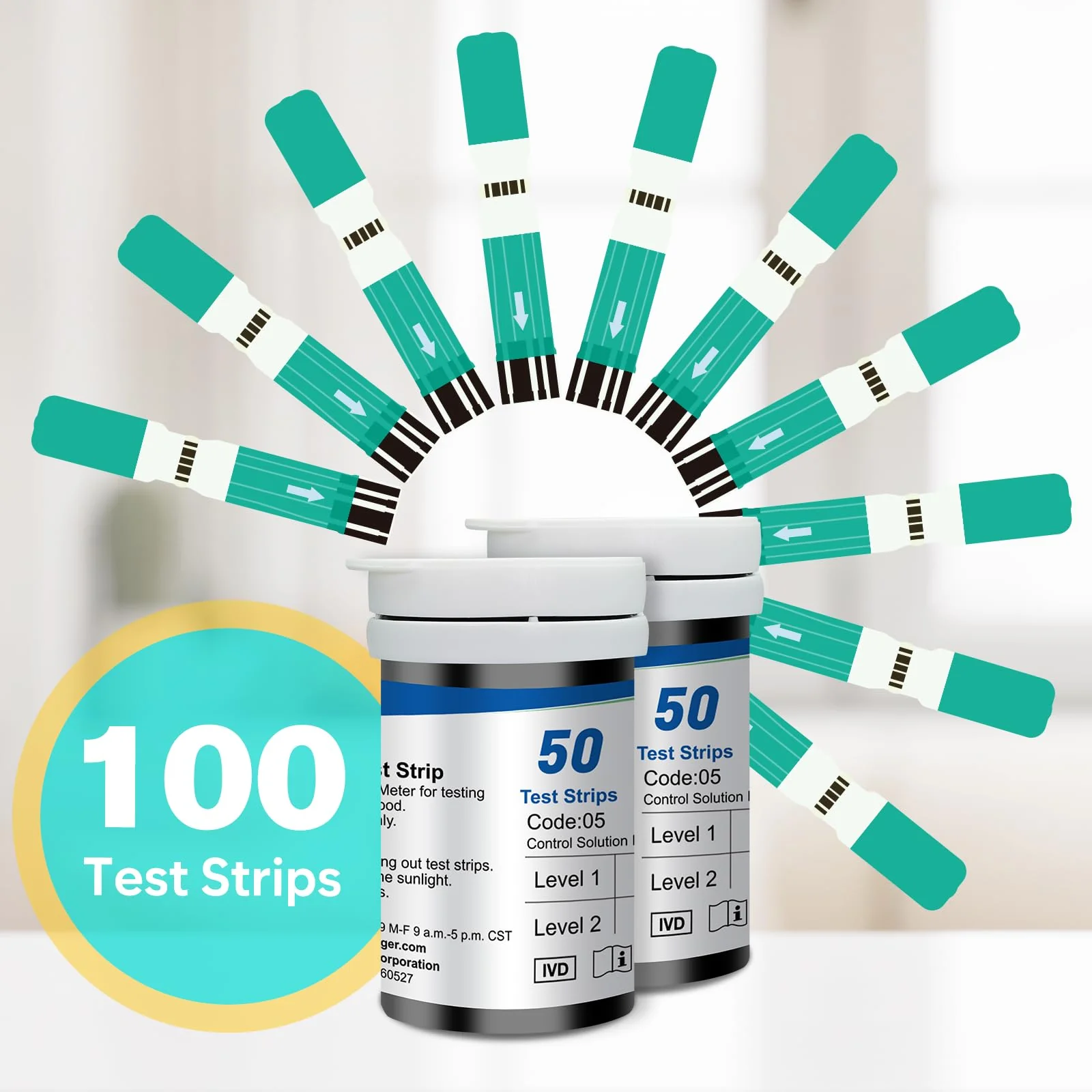 Blood Glucose Test Strips for Diabetes: for Use with Easy@Home Blood Sugar Monitor - Self Glucose Testing - 100 Diabetic Test Strips EBG-100SL-STRIP - Image 4