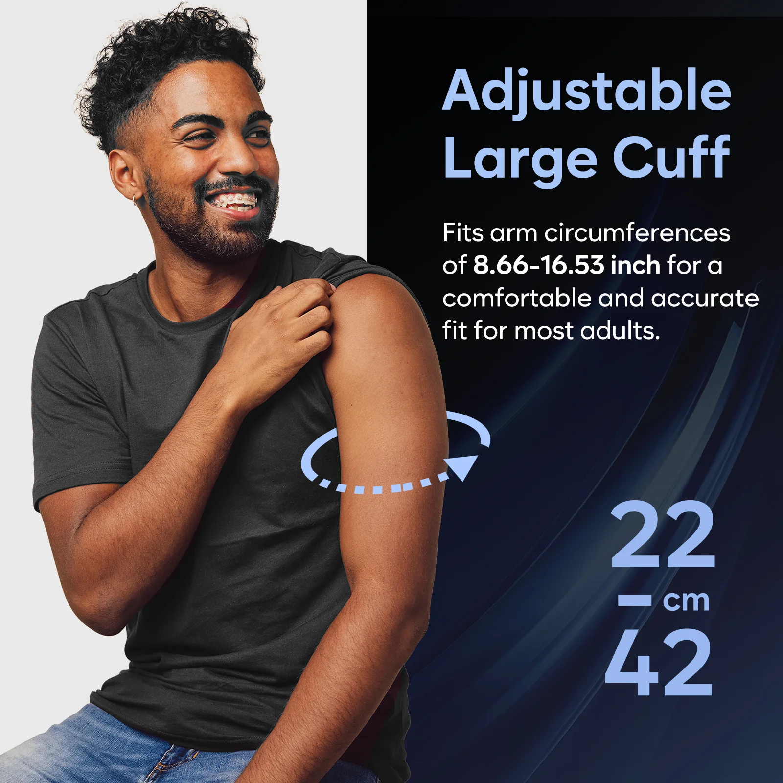 Blood Pressure Machine for Home Use: Easy@Home Accurate Cuff Automatic Blood Pressure Monitor - 3 Color Backlit Display 8.7”-16.5” Large Cuff Irregular Heartbeat Indicator Pulse Meter EBP-095 Black - Image 3