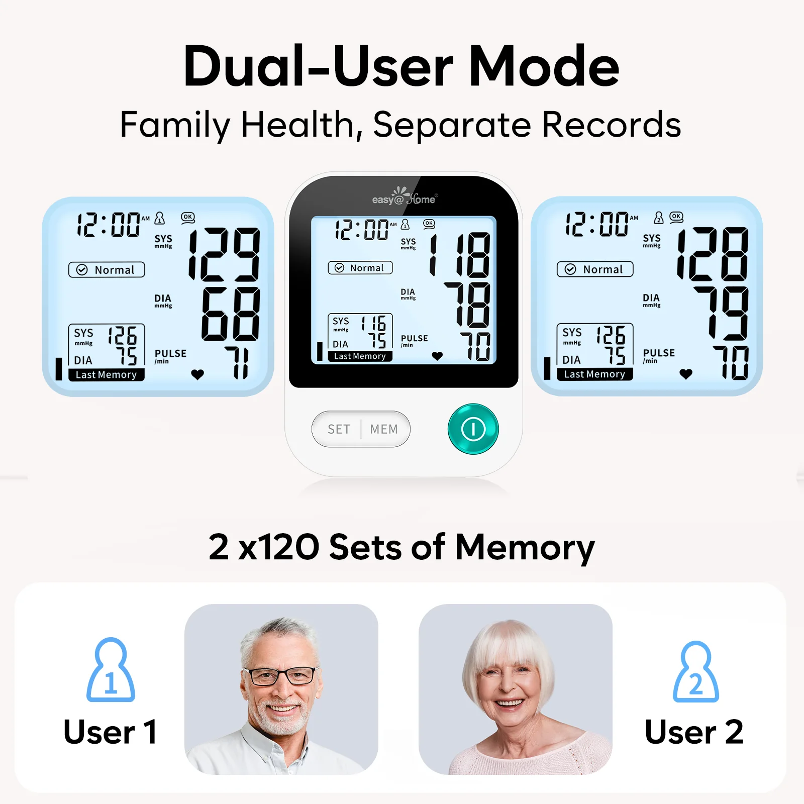 Blood Pressure Monitor for Home Use: Easy@Home Bluetooth BP Machine with Free MyHeartPal App, Digital Blood Pressure Machine with Large Backlit LCD Display, Fits 8.7–16.5 in Arms, EBP-20T - Image 8