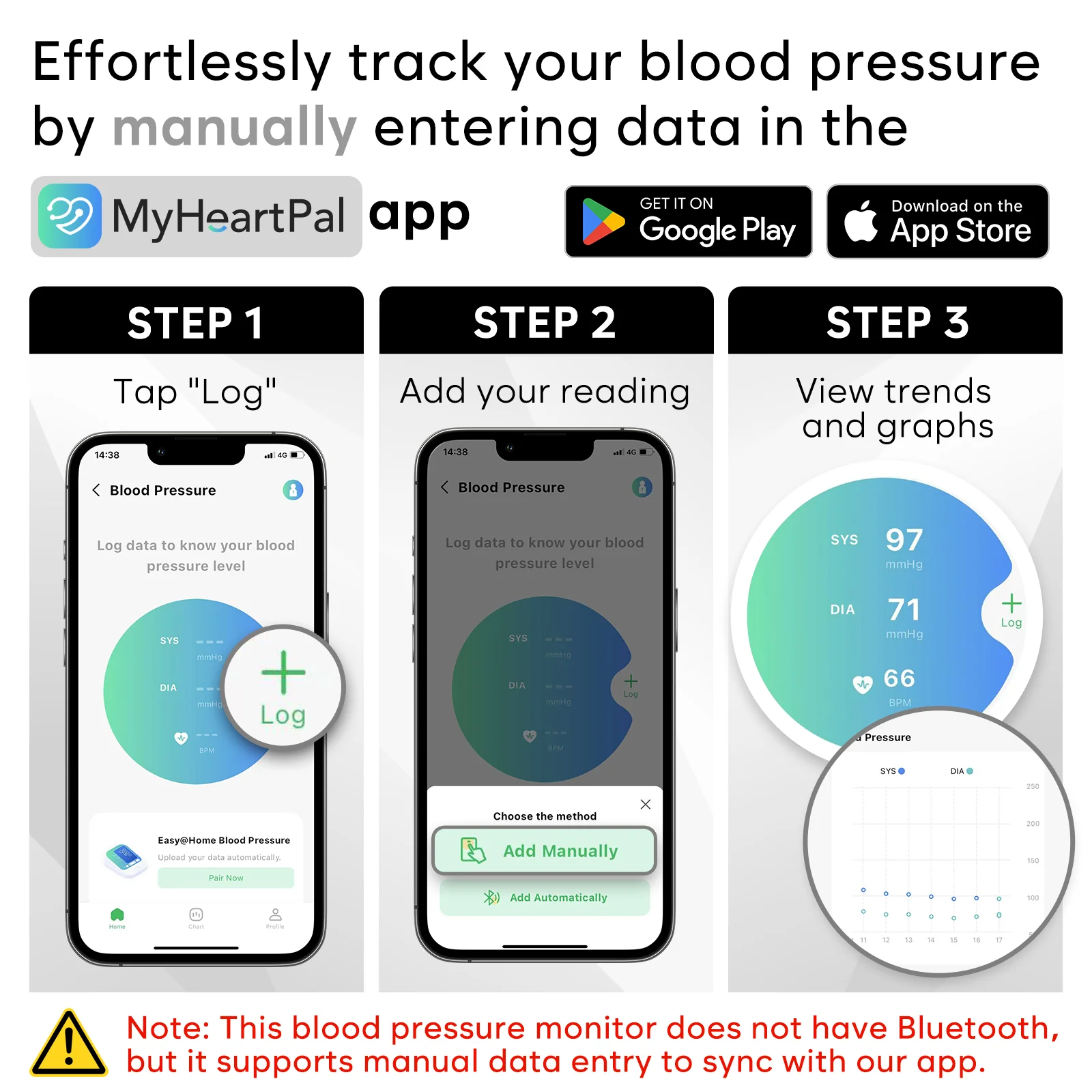 Blood Pressure Monitors for Home Use - Easy@Home Blood Pressure Machine with Voice Function & LED Backlit Screen, 3-Color Result Reading BP Machine, Free MyHeartPal App, No Bluetooth - Model EBP-703 - Image 3