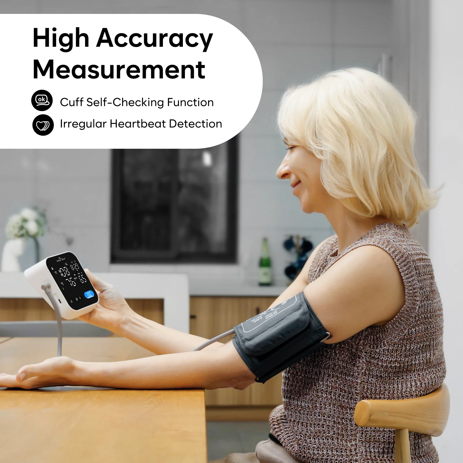 Blood Pressure Monitors for Home Use - Easy@Home Blood Pressure Machine with Voice Function & LED Backlit Screen, 3-Color Result Reading BP Machine, Free MyHeartPal App, No Bluetooth - Model EBP-703 - Image 5