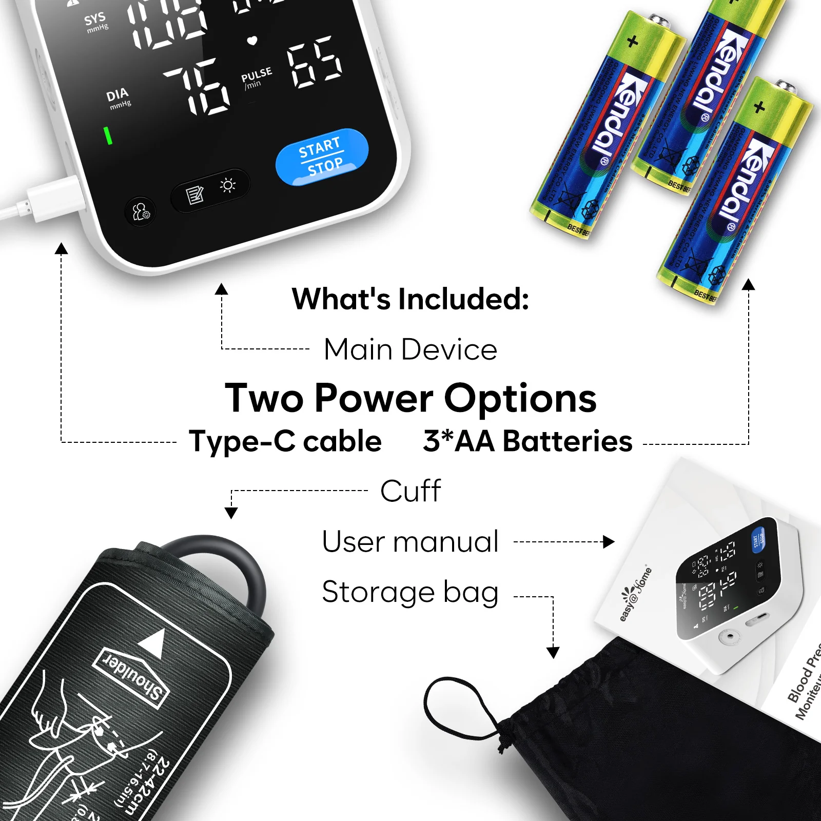 Blood Pressure Monitors for Home Use - Easy@Home Blood Pressure Machine with Voice Function & LED Backlit Screen, 3-Color Result Reading BP Machine, Free MyHeartPal App, No Bluetooth - Model EBP-703 - Image 7
