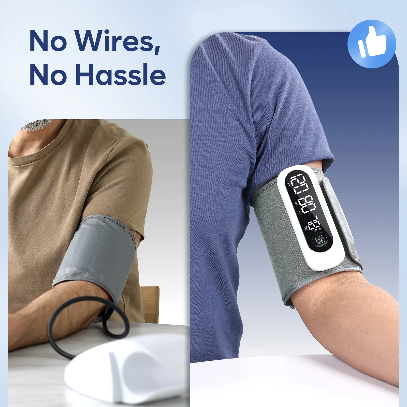 Bluetooth Wireless Blood Pressure Monitor for Home Use: Easy@Home Rechargeable BP Machine with Large Cuff, Free MyHeartPal App, One-Piece Design, Compact & Portable, iOS & Android Compatible, EBP-96B - Image 6