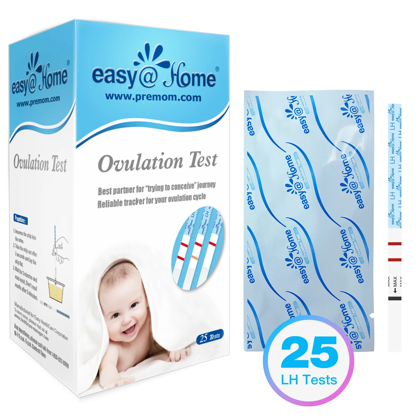 Easy@Home Ovulation Test Strips, 25 Pack Fertility Tests, Ovulation Predictor Kit, Powered by Premom Ovulation Predictor iOS and Android App, 25 LH Strips - Image 7