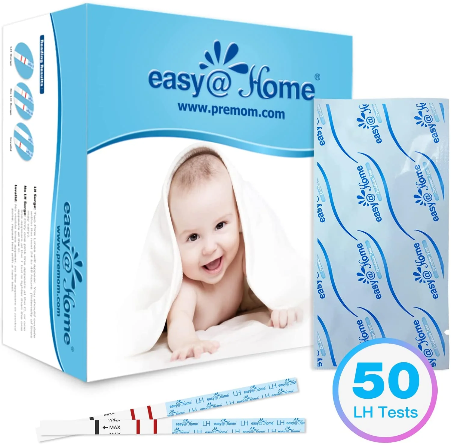Easy@Home Ovulation Test Strips (50-Pack), FSA Eligible Ovulation Predictor Kit, Powered by Premom Ovulation Calculator iOS and Android APP, 50 LH Tests - Image 5