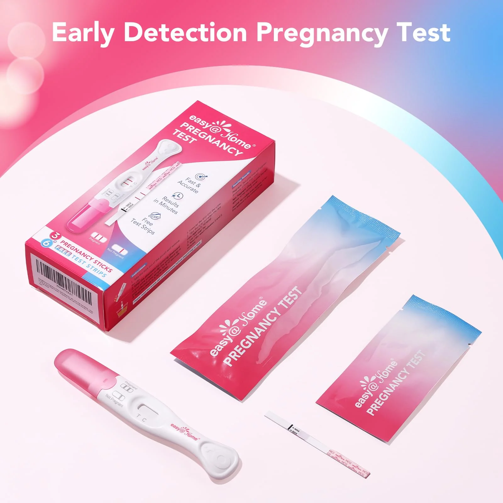 Easy@Home 9 Count Pregnancy Tests: 3 Early Detection Pregnancy Sticks & 6 Reliable Precise Pregnancy Test Strips - Instant Readings in Minutes | 9 Counts - Image 9