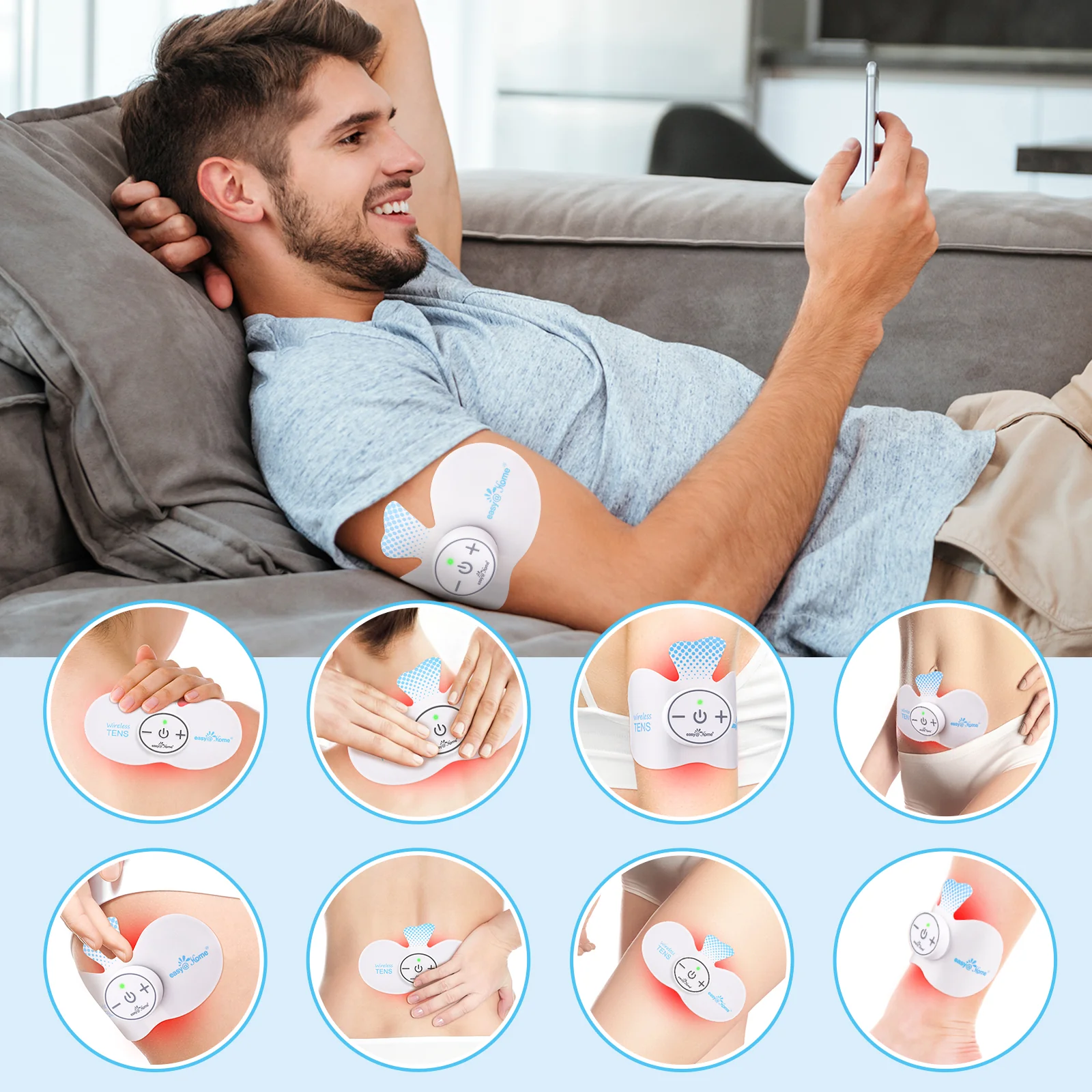 EASY@HOME Adhesive Electrode Pads: 4-Pack, 6.5" x 3", Reusable - Upgraded Conductive Area ETP015B - Image 5