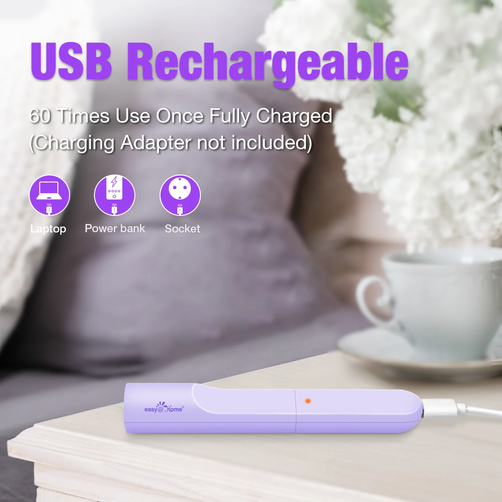 Easy@Home Basal Body Thermometer: Accurate BBT Thermometer for Ovulation - Bluetooth & USB Rechargeable & LED Display - 1/100th Degree High Precision and Memory Recall with Premom App - EBT089 Purple - Image 4