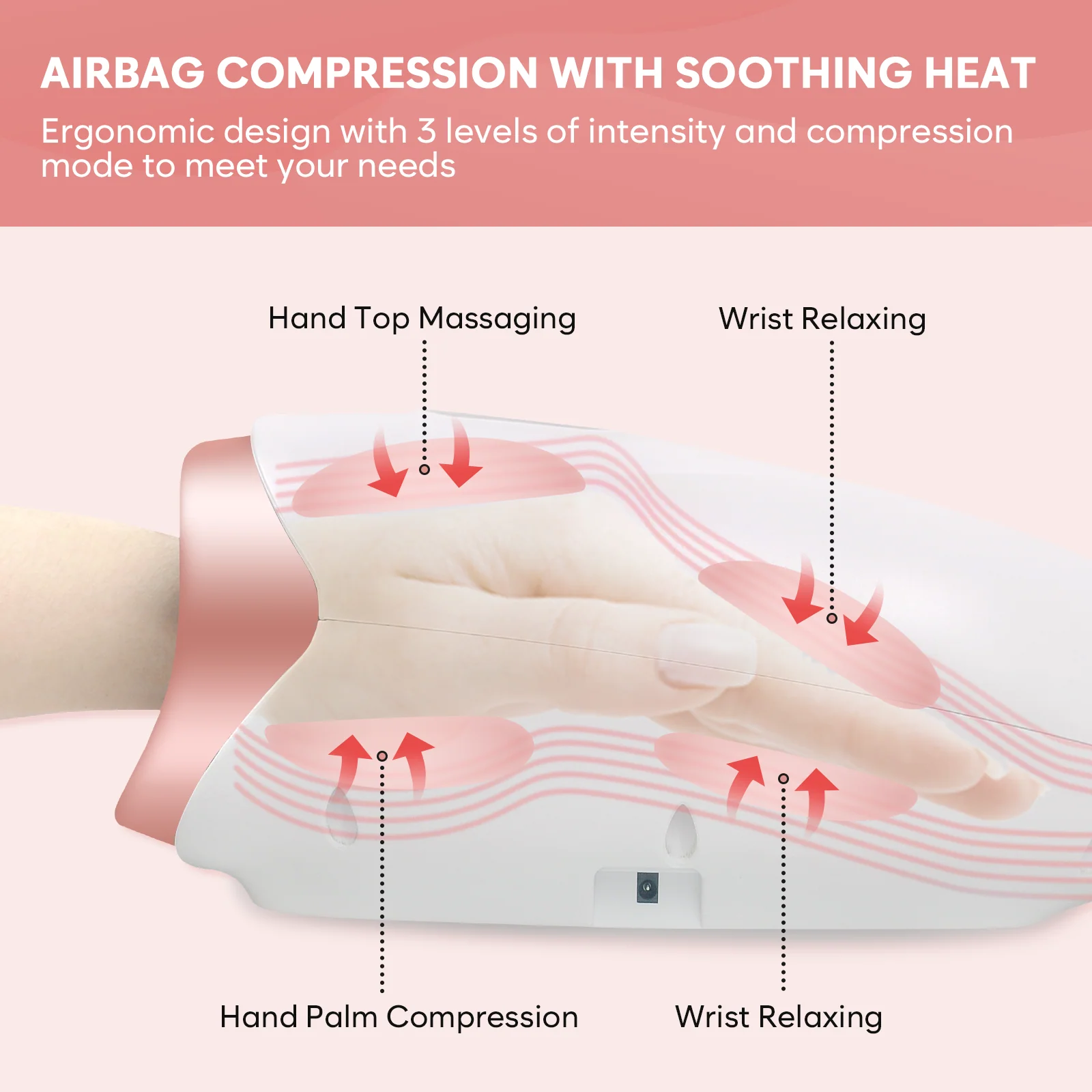 Easy@Home Cordless Electric Hand Massager Device Hand Massager for Arthritis - with Compression and Heat 3 Massage Modes - Pain Relief for Hands Carpal Tunnel and Finger Numbness EHM018 - Image 2