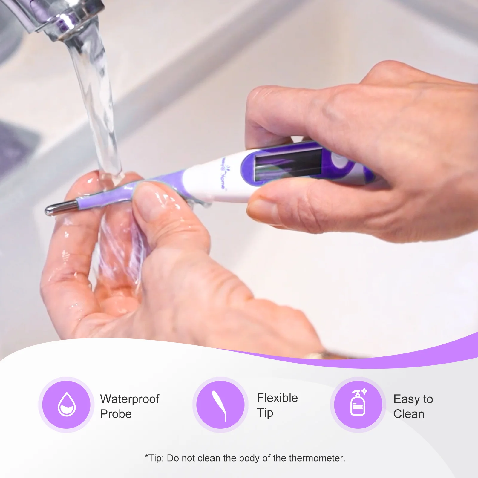 Easy@Home Digital Basal Thermometer with Large Backlight LCD Display, 1/100th Degree High Precision and Memory Recall, for Ovulation Tracking and Natural Family Planning,EBT-100B-P (Purple) - Image 4