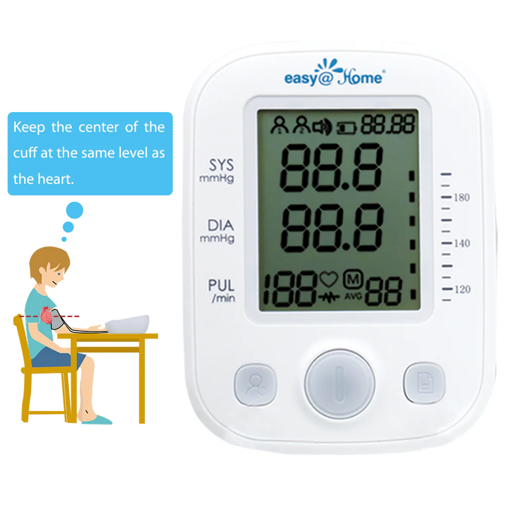Easy@Home Digital Blood Pressure Monitor Upper Arm with Pulse Rate Indicator, Accurate Automatic BP Machine with Large Cuff,2 User Individual Memory, EBP-020 - Image 3