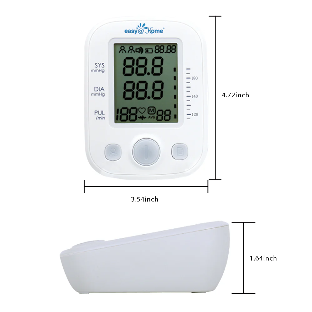 Easy@Home Digital Blood Pressure Monitor Upper Arm with Pulse Rate Indicator, Accurate Automatic BP Machine with Large Cuff,2 User Individual Memory, EBP-020 - Image 4