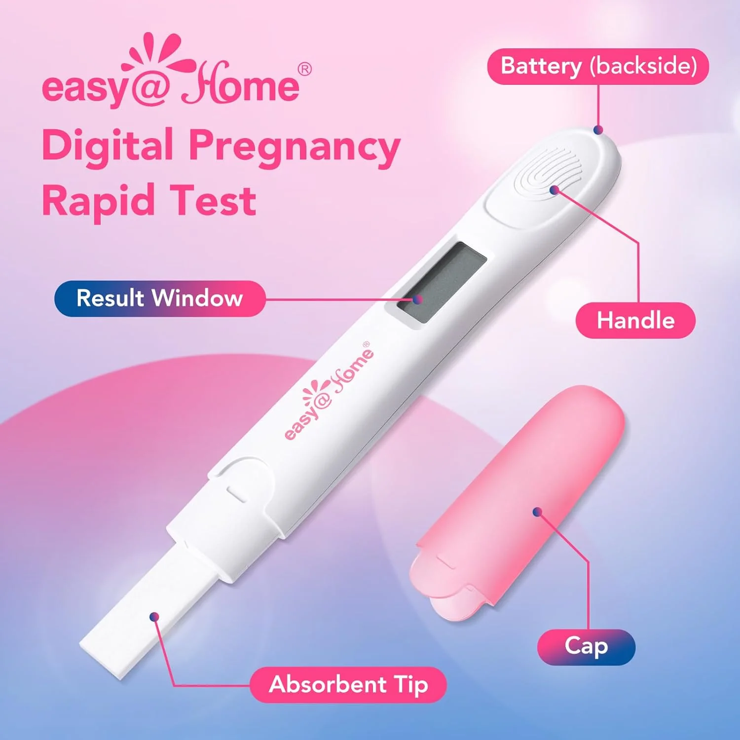 Easy@Home Digital Pregnancy Test 2 Pack – Midstream hCG Tests for Early Detection with Digital Display – Easy At-Home Use - Image 5