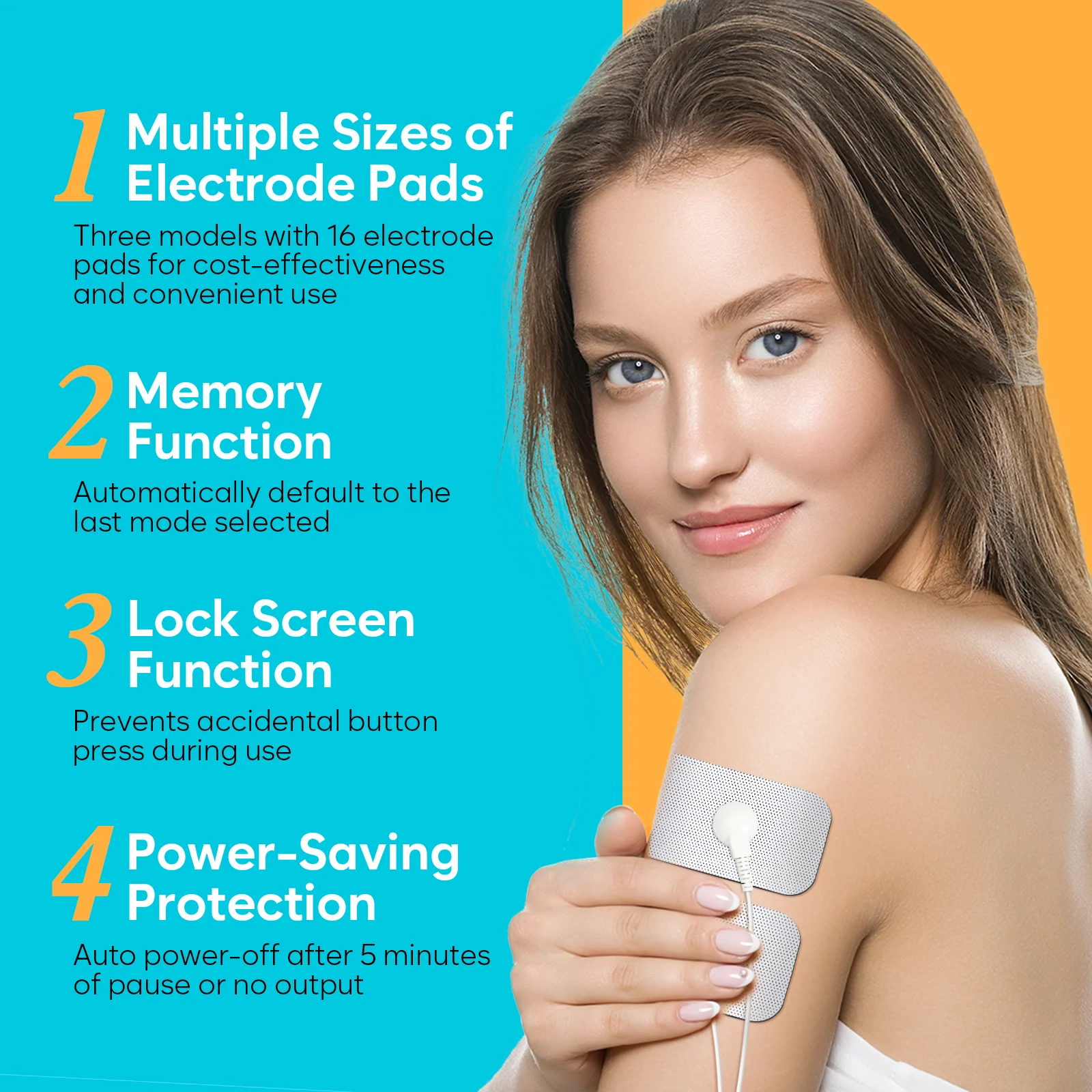 Easy@Home Electronic TENS Unit: Pain Relief Therapy - EMS Pulse Massager Rechargeable Machine - Dual Channel 24 Modes 20 Intensities 16 Pads TENS and Powered Muscle Stimulator EHE020 - Image 3