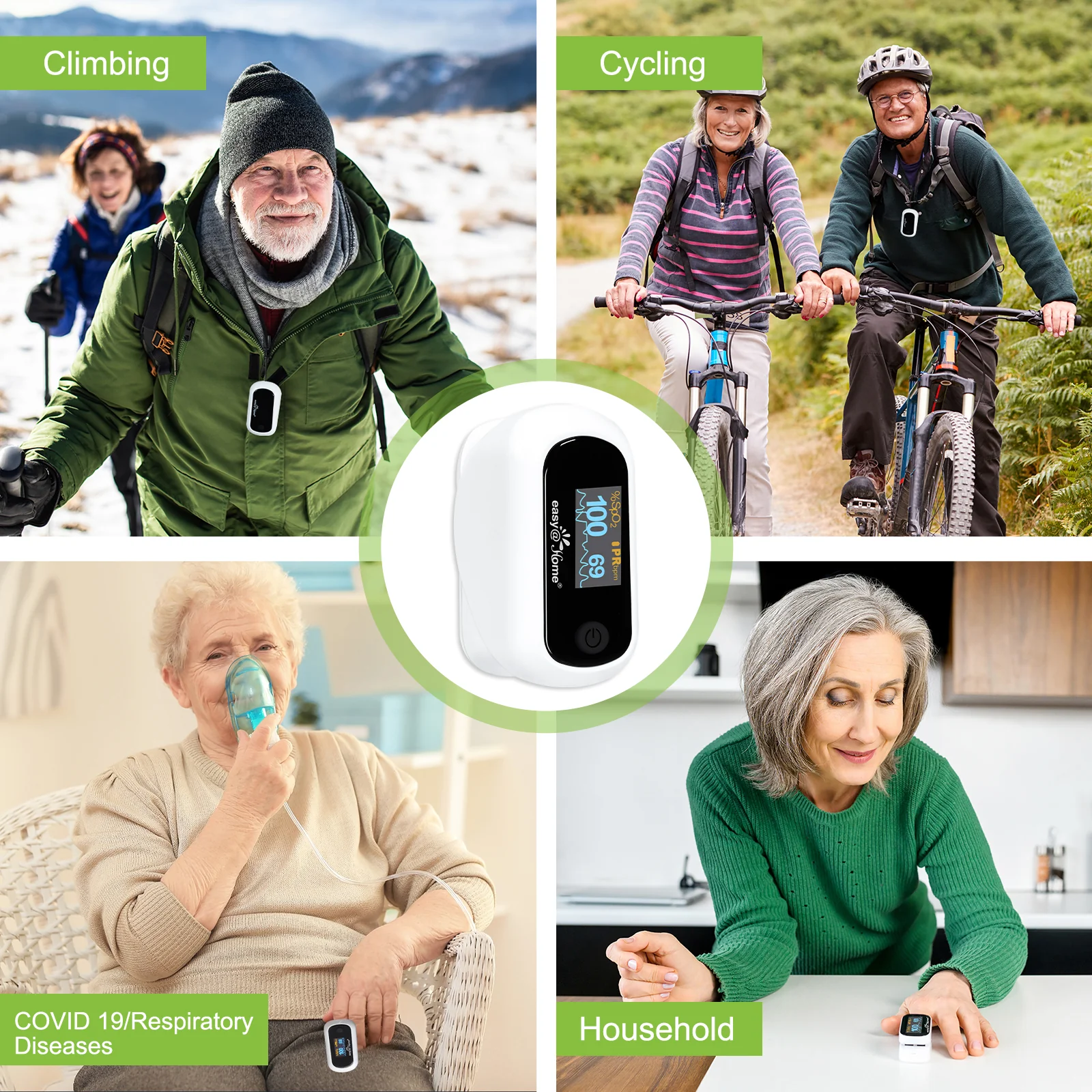 Easy@Home Fingertip Pulse Oximeter SpO2 Blood Oxygen Saturation Meter and Heart Rate Monitor, Rotatable OLED Display with Batteries Included, Portable Lanyard and Carrying Package-EHP035 - Image 5