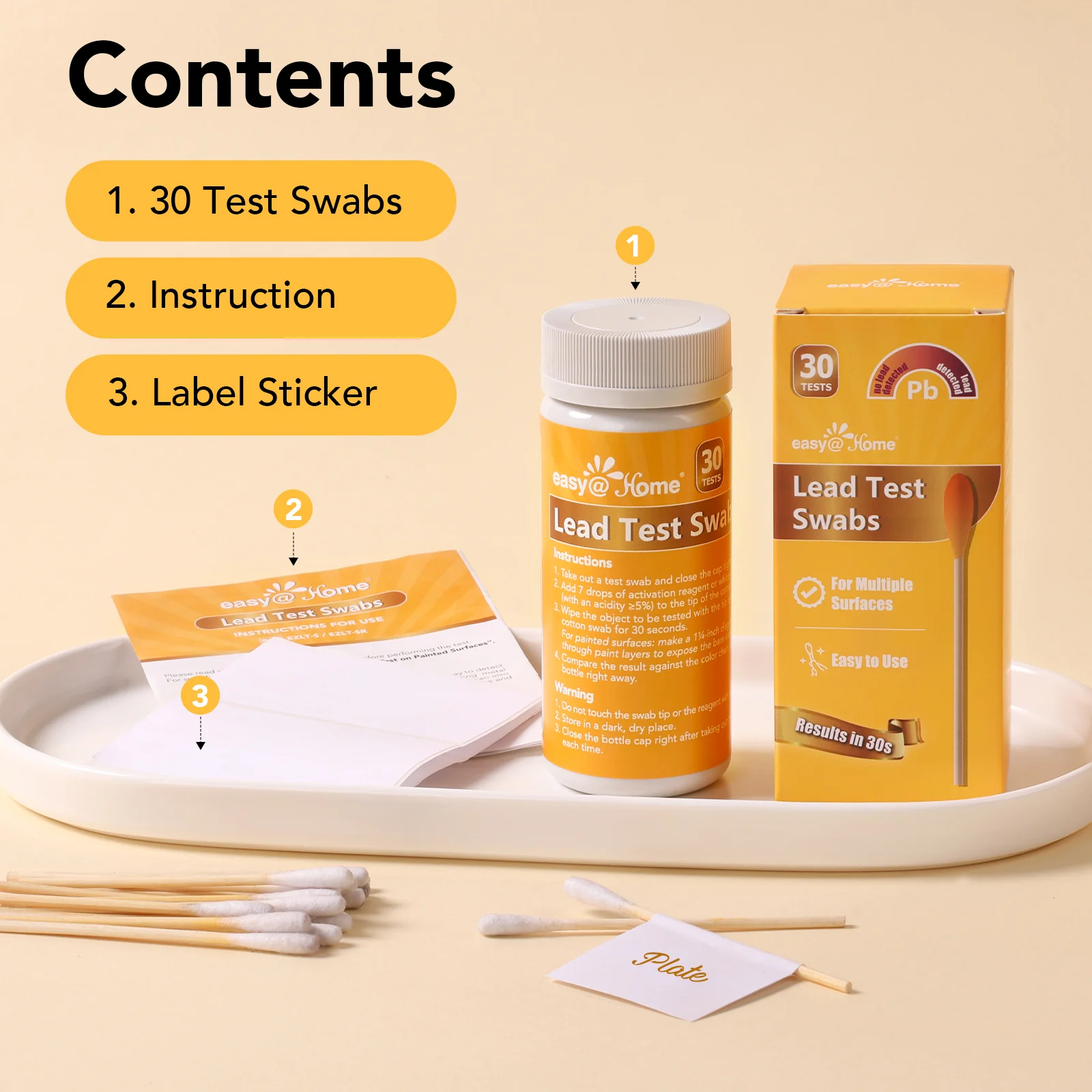 Easy@Home Lead Test Kit – 30 Rapid Testing Swabs with 30‑Second Colour‑Change Results. at Home Lead Test Kits Use for Paint, Toys, Dishes, Metals, Ceramic, Wood #EZLT-S:30 - Image 3