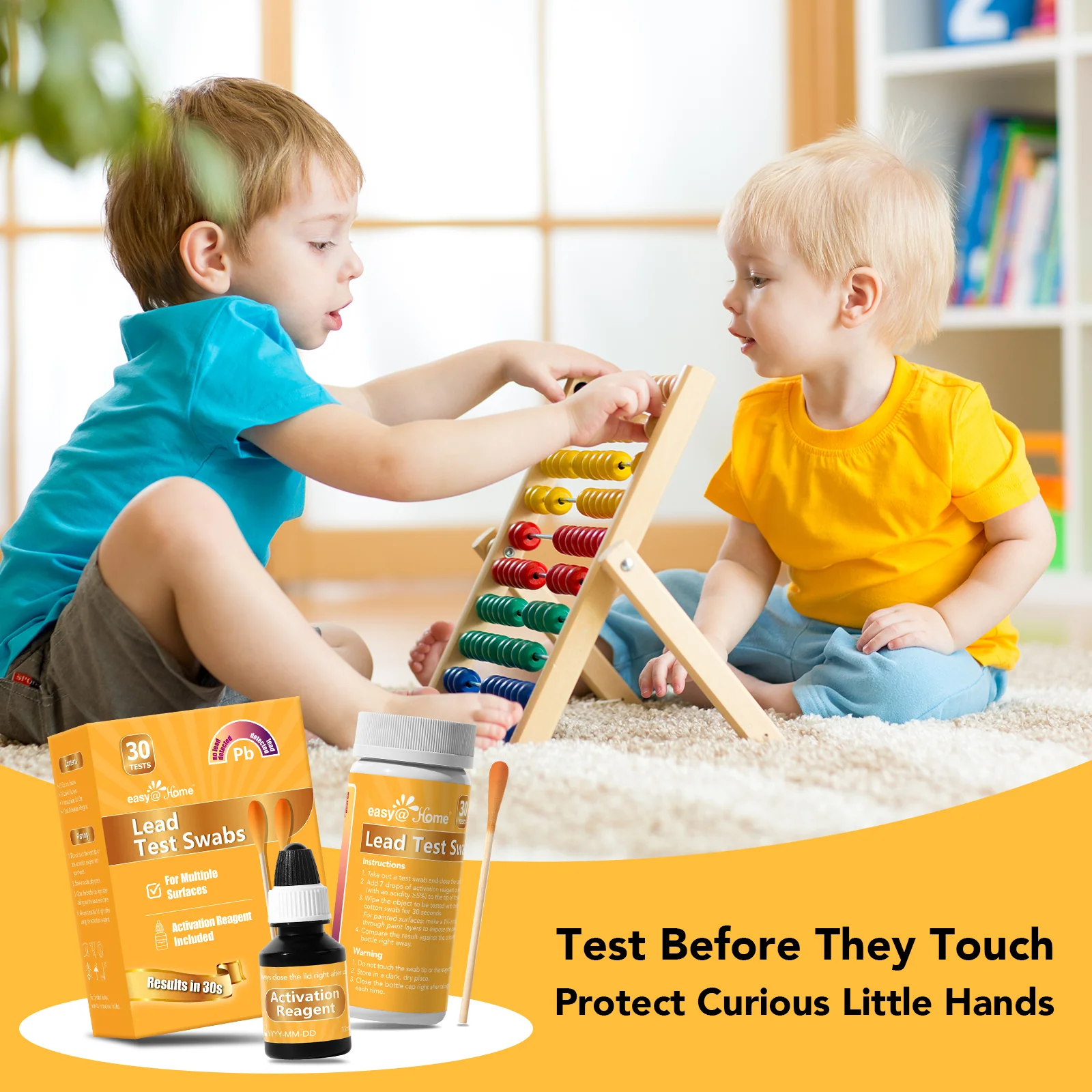 Easy@Home Lead Test Kit with Vinegar – 30 Rapid Testing Swabs with 30‑Second Colour‑Change Results. at Home Lead Test Kits Use for Paint, Toys, Dishes, Metals, Ceramic, Wood #EZLT-S:30(REAGENT-12ML) - Image 3