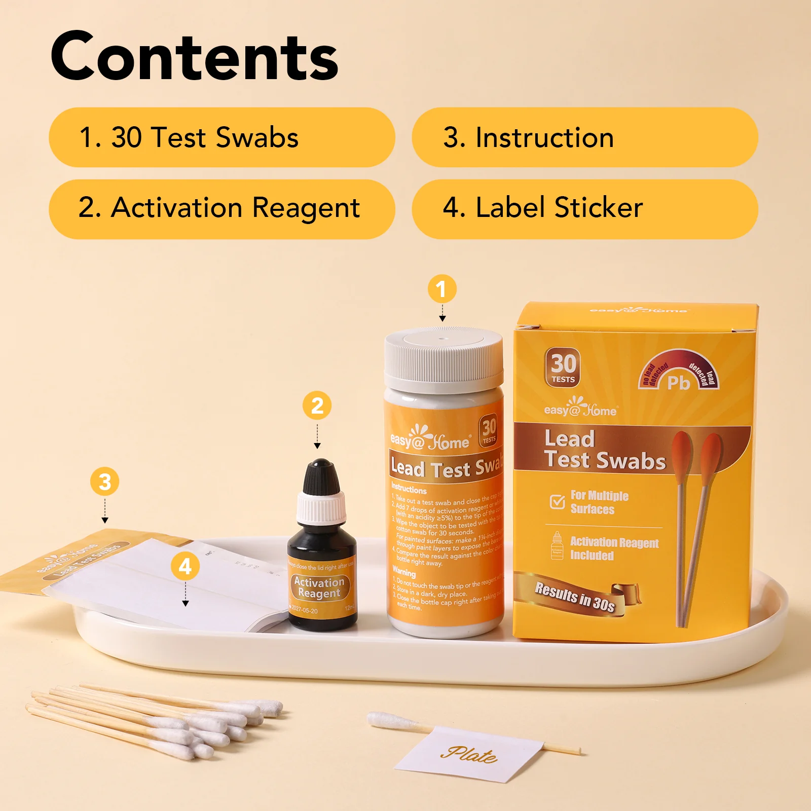 Easy@Home Lead Test Kit with Vinegar – 30 Rapid Testing Swabs with 30‑Second Colour‑Change Results. at Home Lead Test Kits Use for Paint, Toys, Dishes, Metals, Ceramic, Wood #EZLT-S:30(REAGENT-12ML) - Image 4