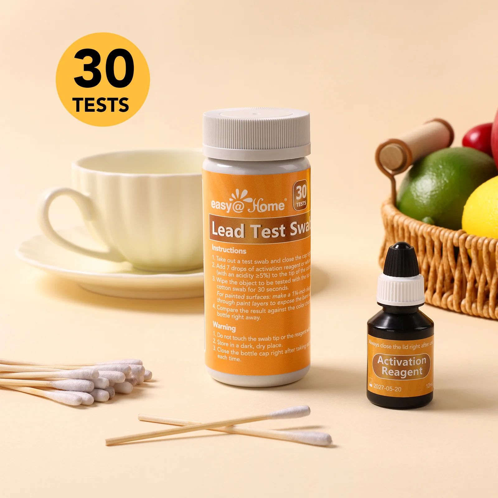 Easy@Home Lead Test Kit with Vinegar – 30 Rapid Testing Swabs with 30‑Second Colour‑Change Results. at Home Lead Test Kits Use for Paint, Toys, Dishes, Metals, Ceramic, Wood #EZLT-S:30(REAGENT-12ML) - Image 8
