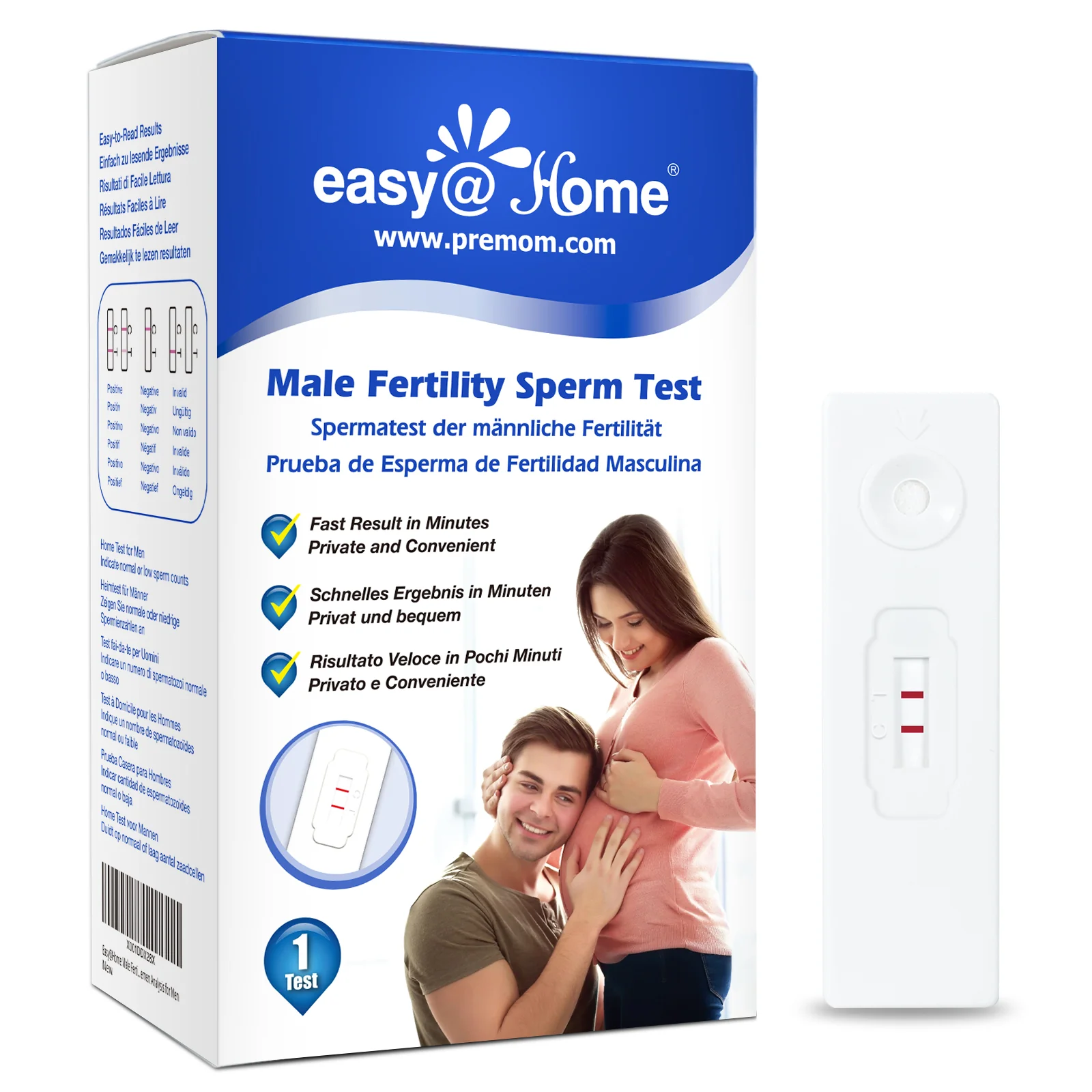 Easy@Home Male Fertility Sperm Test: Indicates Normal or Low Sperm Count | Convenient Accurate Private Semen Analysis for Men, 1 Pack
