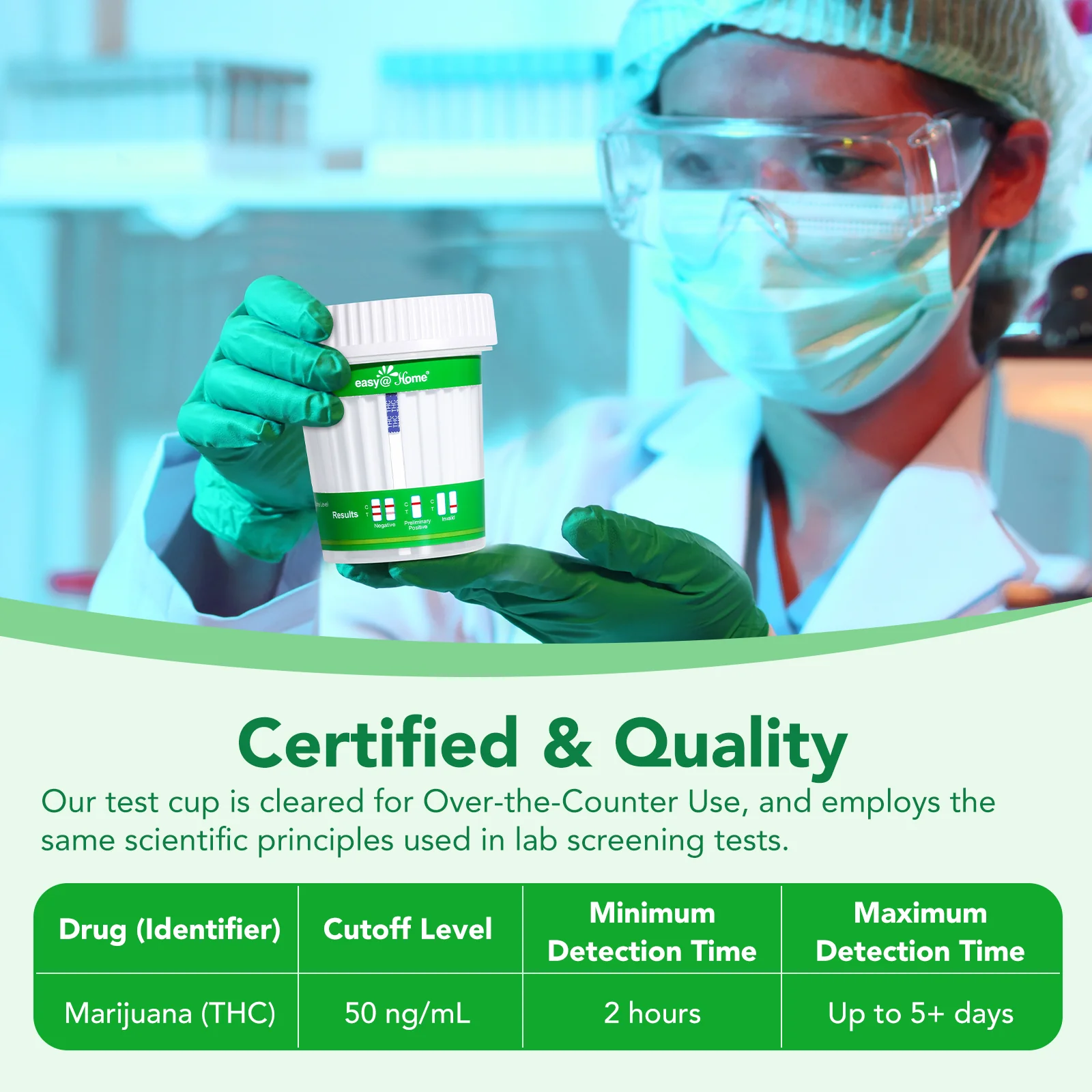 Easy@Home Marijuana Test Cup, THC Urine Drug Testing Kit, 5-Minute Results, Weed Cannabis Screening for Detox THC Flush, 1 Pack -#ECTH4-114A3 - Image 4