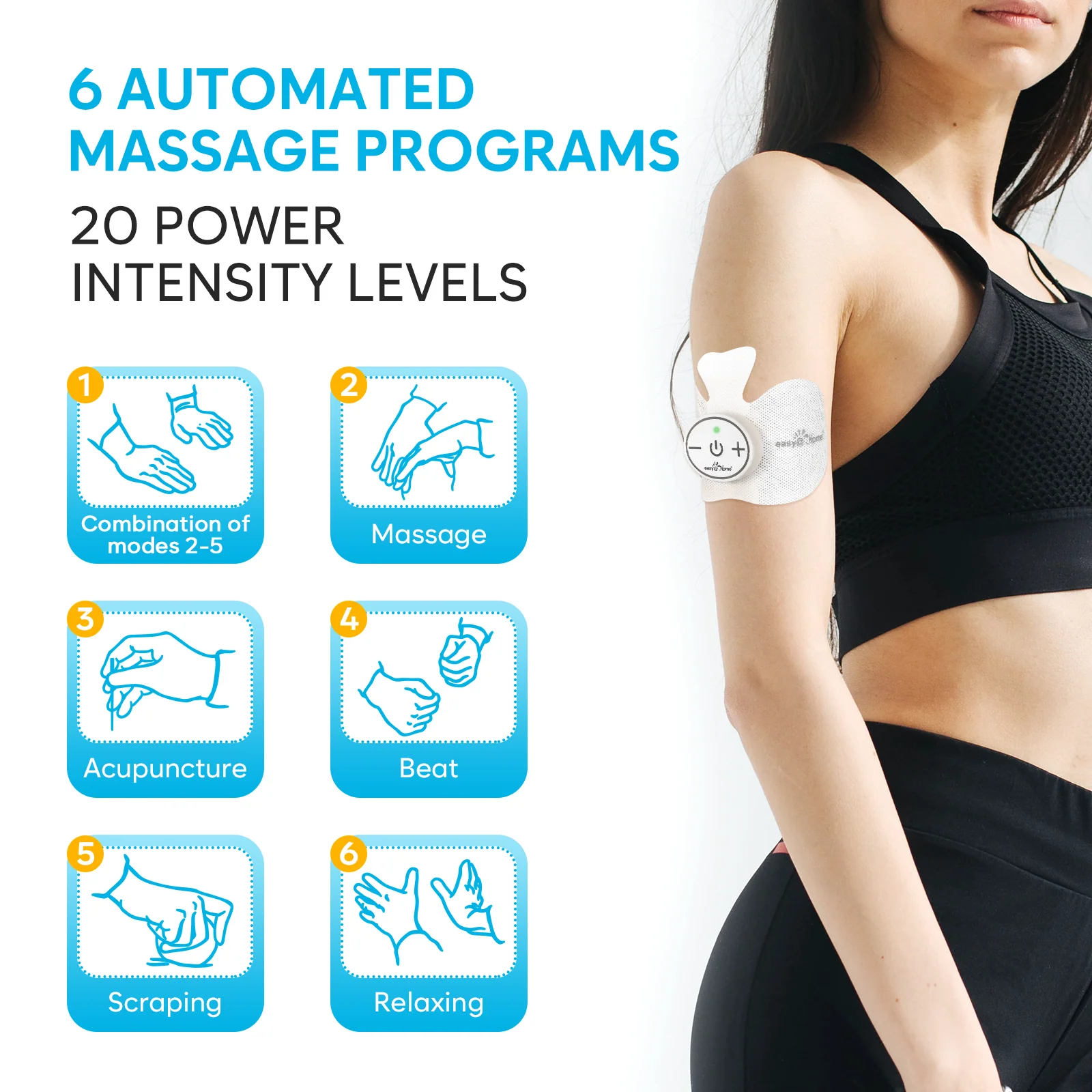 Easy@Home Rechargeable Compact Wireless TENS Unit - 510K Cleared, FSA Eligible Electric EMS Muscle Stimulator Pain Relief Therapy, Portable Pain Management Device EHE015 - Image 7
