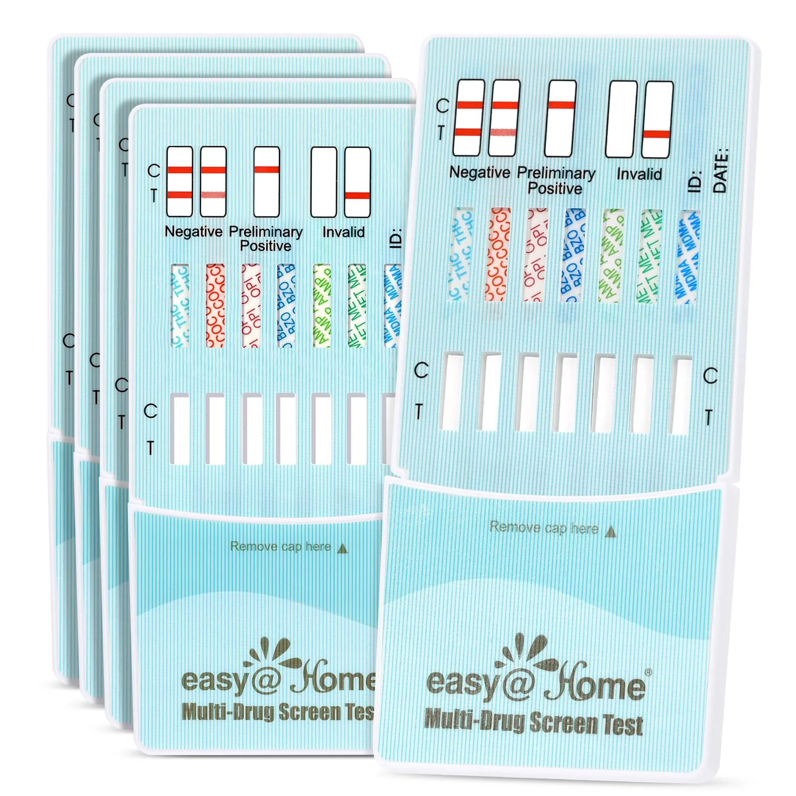 Easy@Home Multidrug Screen Test - At Home Urine Drug Testing Kits For All Drugs Detects Marijuana(THC), Cocaine(COC), Morphine(MOR/OPI 2000), Oxazepam(BZO), Amphetamine(AMP), MET, MDMA#EDOAP-174-5Pack