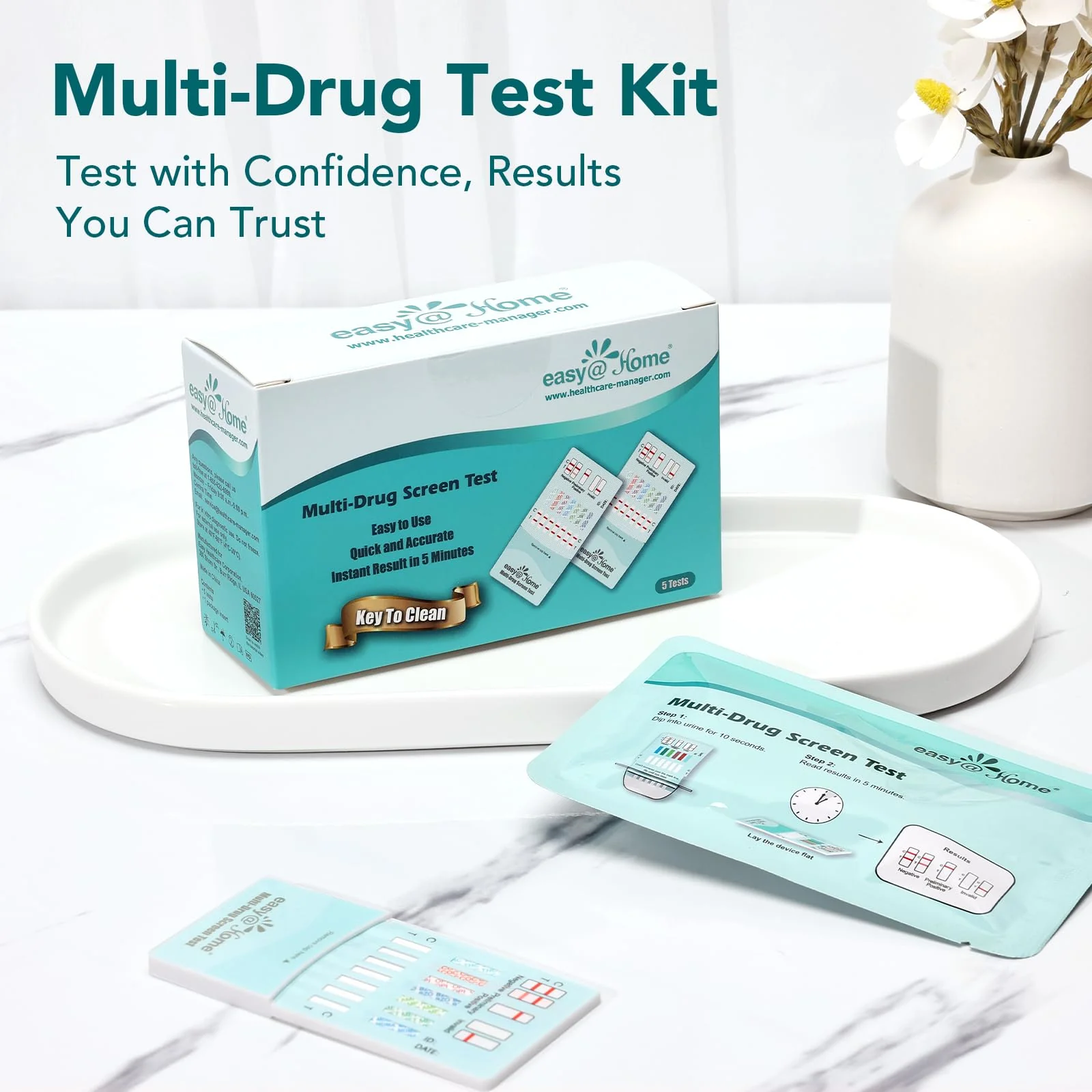 Easy@Home Multidrug Screen Test - At Home Urine Drug Testing Kits For All Drugs Detects Marijuana(THC), Cocaine(COC), Morphine(MOR/OPI 2000), Oxazepam(BZO), Amphetamine(AMP), MET, MDMA#EDOAP-174-5Pack - Image 6