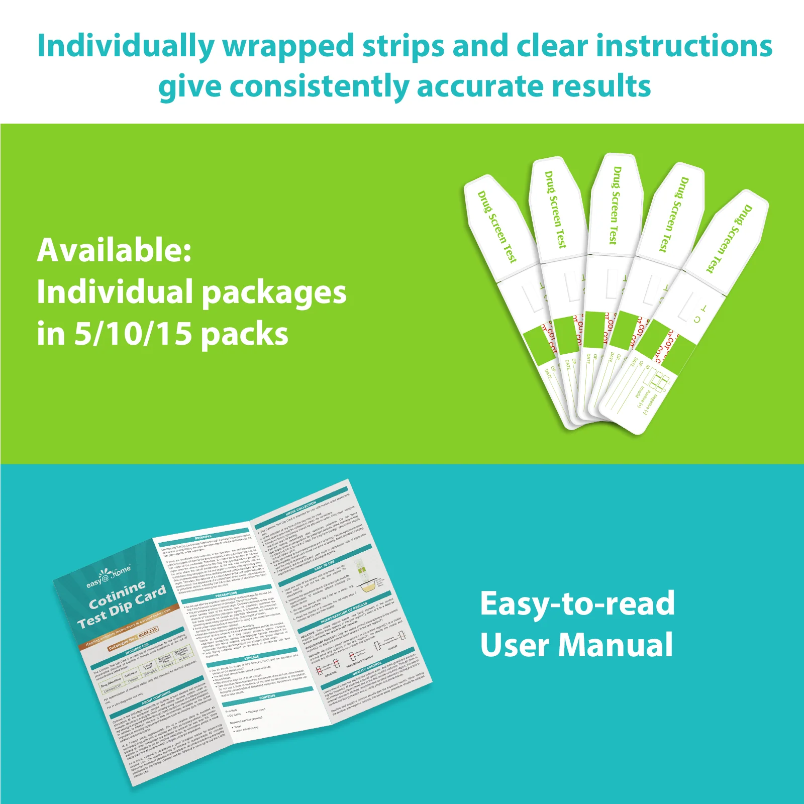 Easy@Home Nicotine Test Strips: Cotinine Urine Dip Testing Kit Card 10 Pack Highly Sensitive Detection Results in 5 Min - 200ng/mL Cutoff Level #ECOT-115 - Image 6