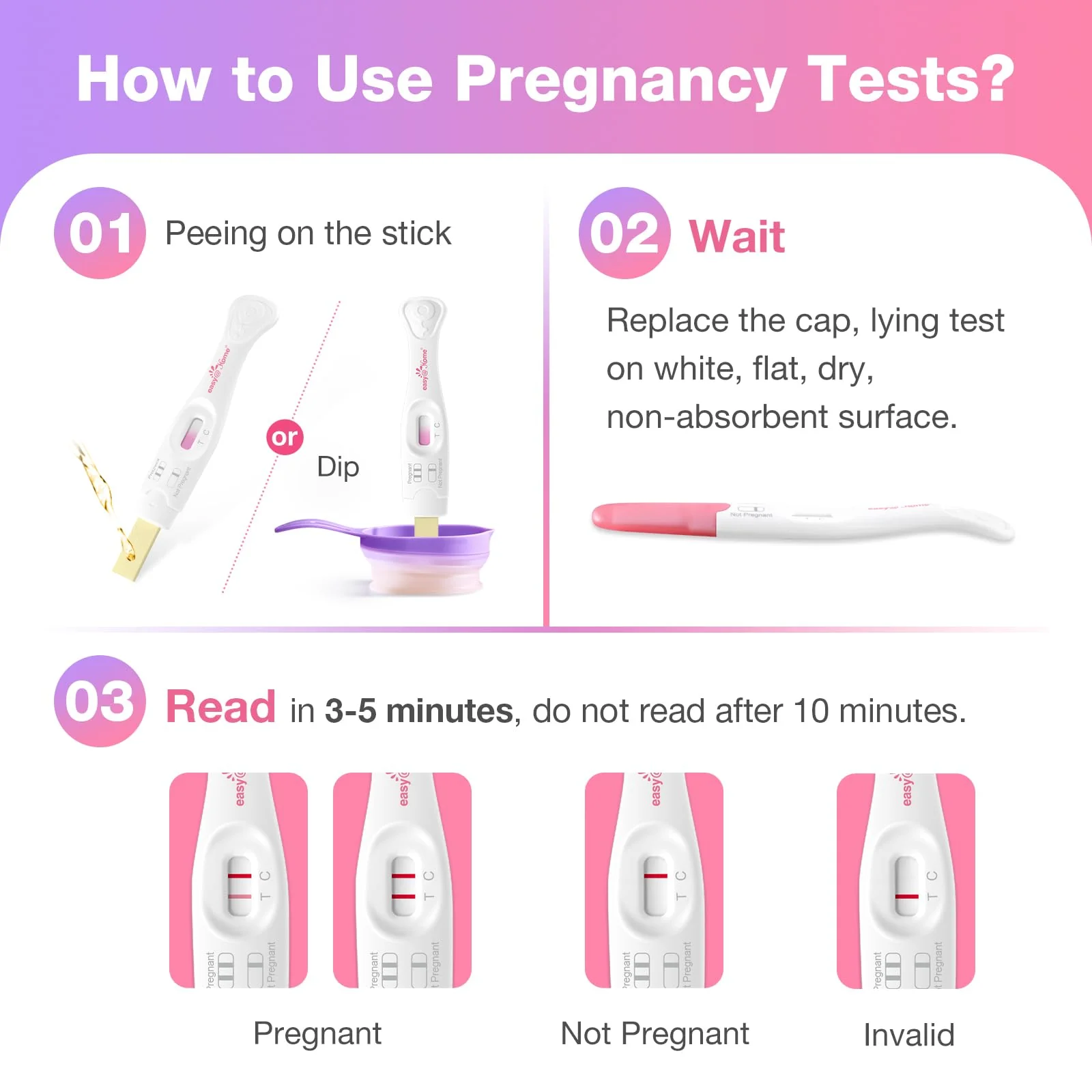 Easy@Home Ovulation & Pregnancy Test Kit: 50 Ovulation Test Strips + 3 Pregnancy Tests + 2 Collapsible Pee Cups - Accurate LH Surge Tracking & Early hCG Detection & Hygienic Home Use Urine Cup for TTC - Image 6