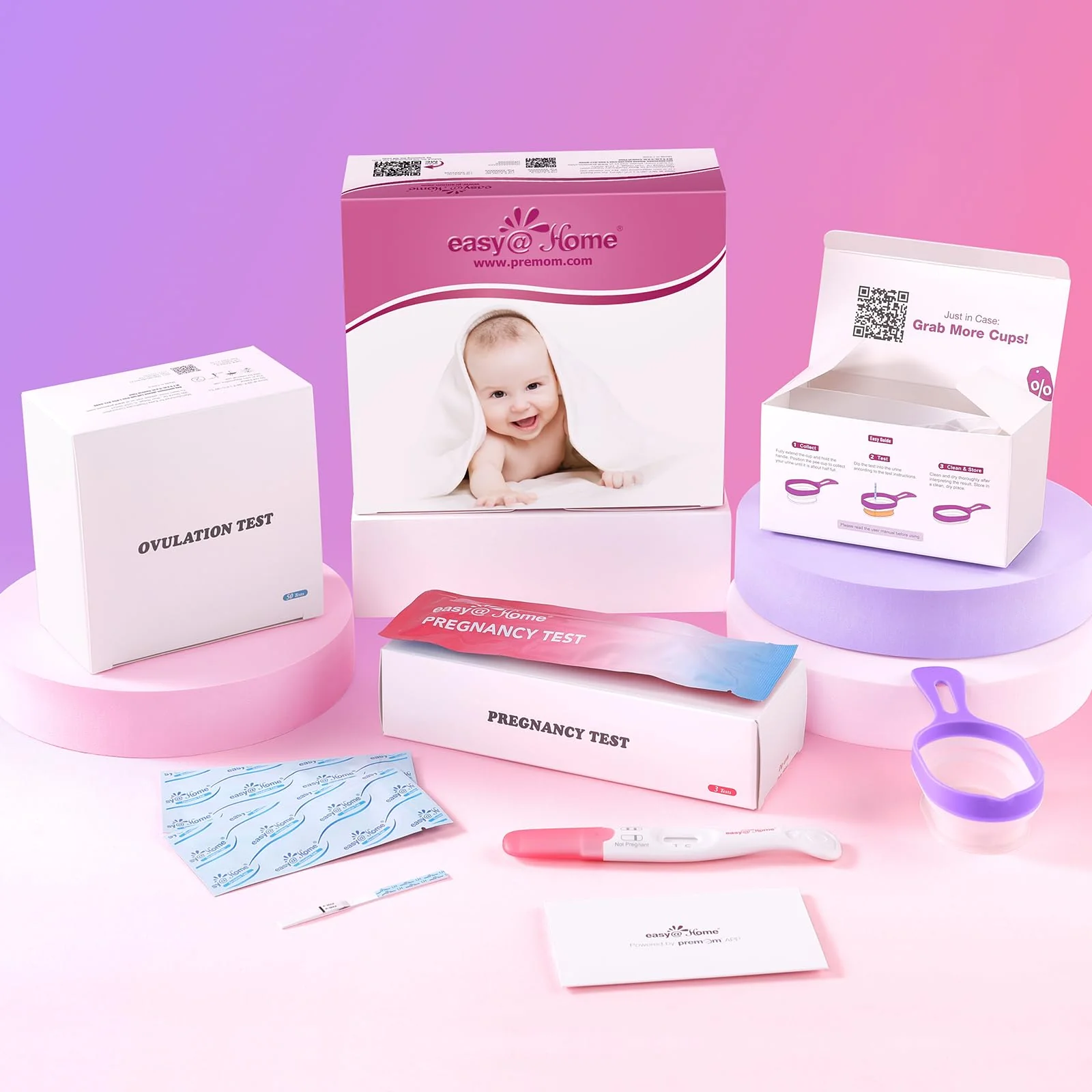 Easy@Home Ovulation & Pregnancy Test Kit: 50 Ovulation Test Strips + 3 Pregnancy Tests + 2 Collapsible Pee Cups - Accurate LH Surge Tracking & Early hCG Detection & Hygienic Home Use Urine Cup for TTC - Image 9