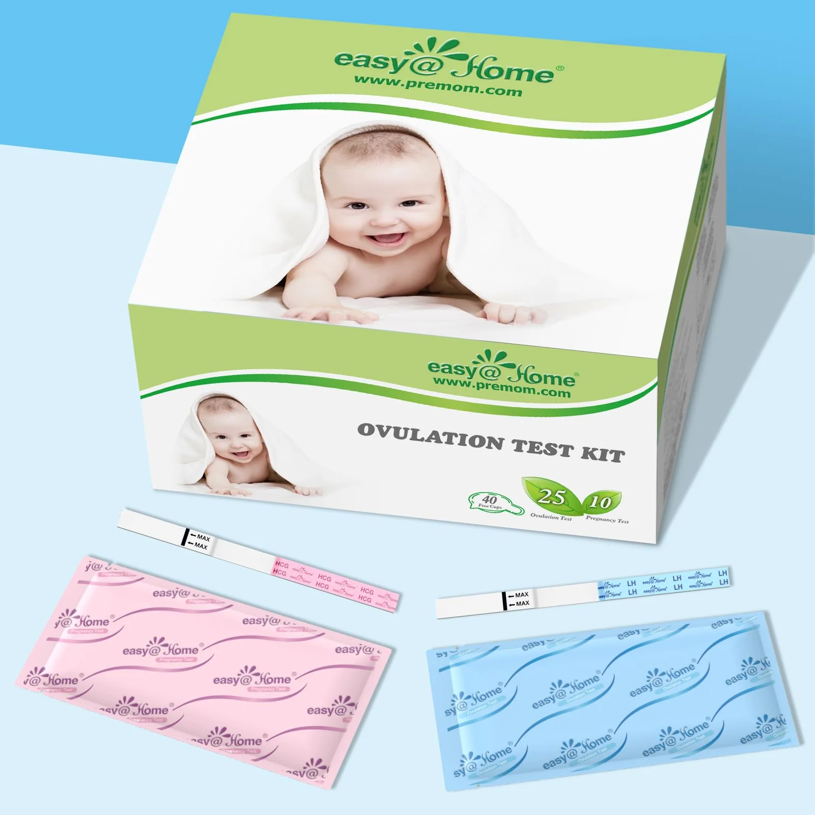 Easy@Home Ovulation & Pregnancy Test Strips Kit: 25 Ovulation Tests 10 Pregnancy Tests & 35 Large Urine Cups - Powered by Premom Ovulation APP | 25LH + 10HCG + 35 Urine Cups - Image 8