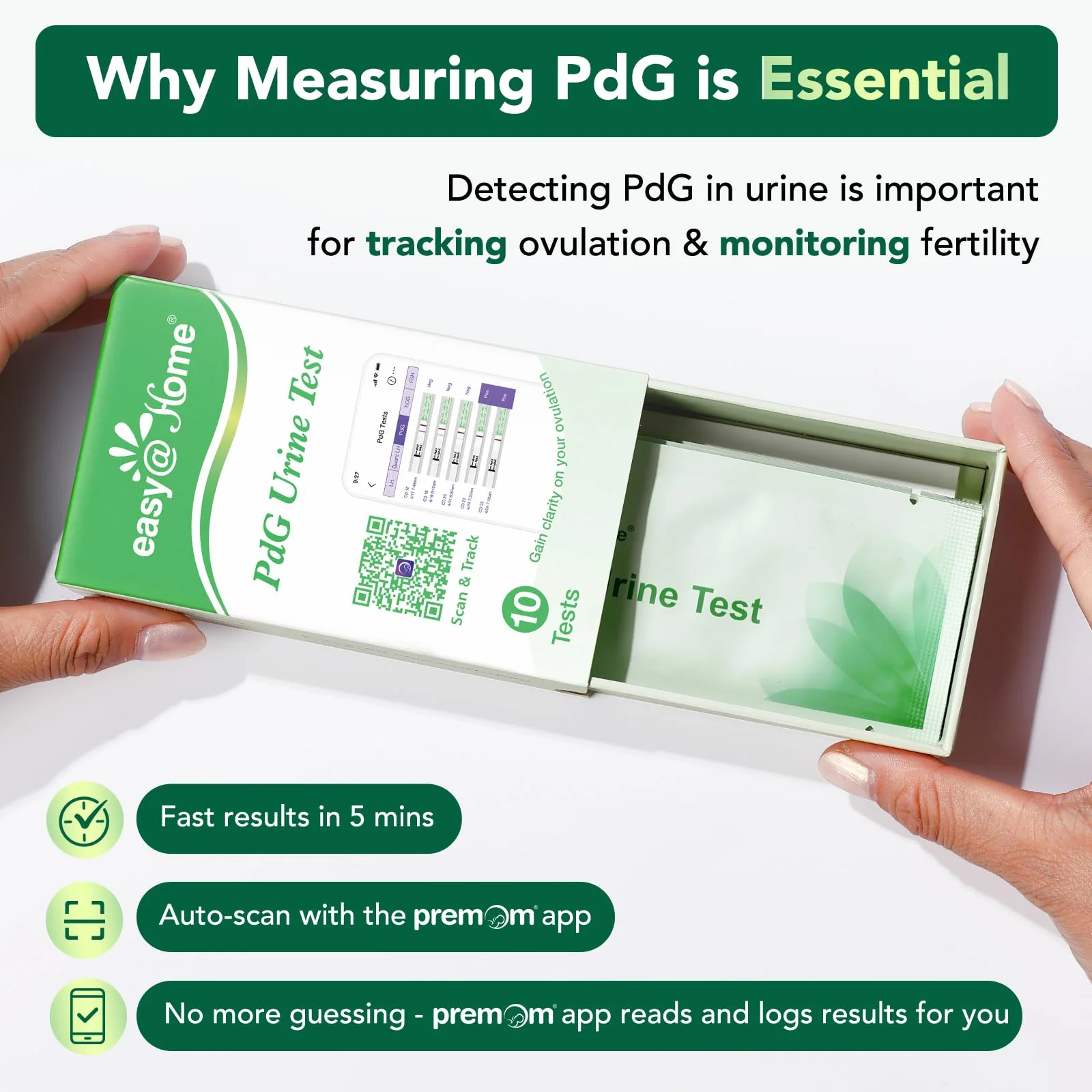 Easy@Home PdG Test Strips: 10 Pack - Track Ovulation Insights with Progesterone Urine Tests – at Home Fertility Test for Women with Premom Ovulation App - PdG (Pregnanediol Glucuronide) Tests - Image 3