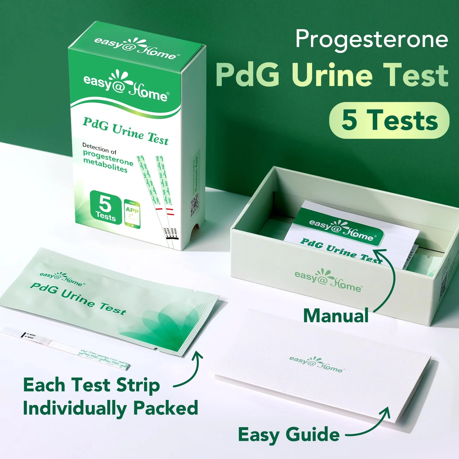 Easy@Home PdG Test Strips: 5 Pack - Track Ovulation Insights with Progesterone Urine Tests – at Home Fertility Test for Women with Premom Ovulation App - PdG (Pregnanediol Glucuronide) Tests - Image 9