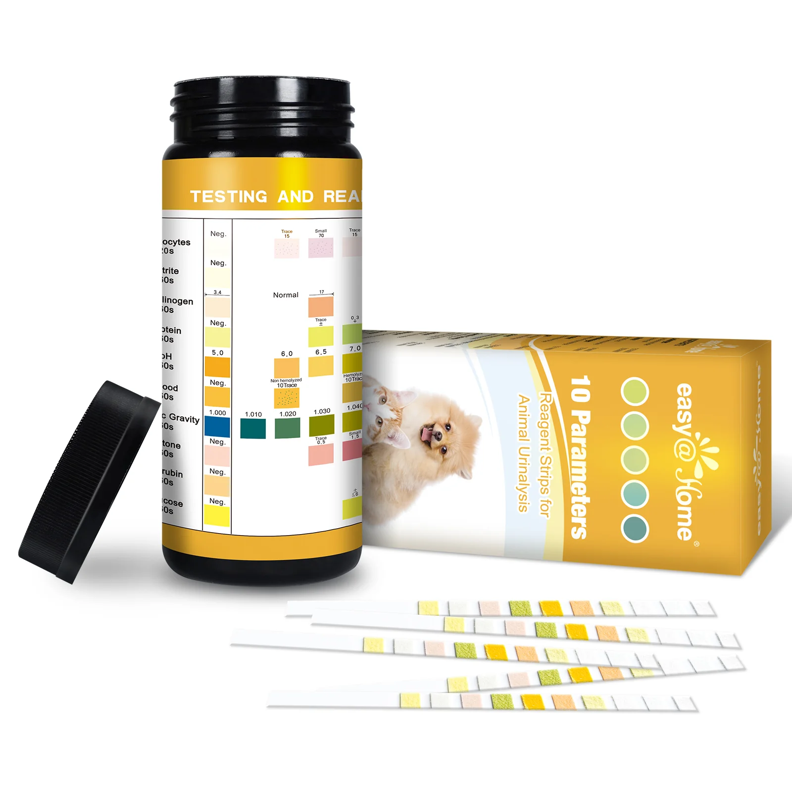 Easy@Home Pet Urine Tests: Vet-10 Urine Test Strips for Dogs & Cats 10 Parameters Animal Urinalysis Reagent Strips - Detect Urinary Tract Infection UTI Diabetes Bladder Kidney Liver Function 100 Counts - Image 6