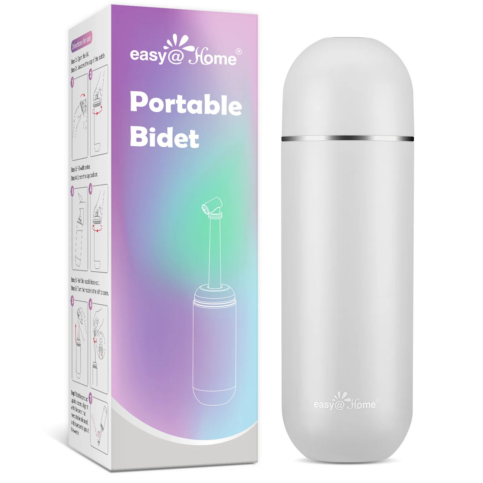Easy@Home Portable Bidet for Travel: Handheld Sprayer Kit - Personal Hygiene Peri Bottle for Women & Men | Perineal & Postpartum Care Essentials | 380mL (12.8 oz) Large Capacity Bottle | EPB-01 Grey