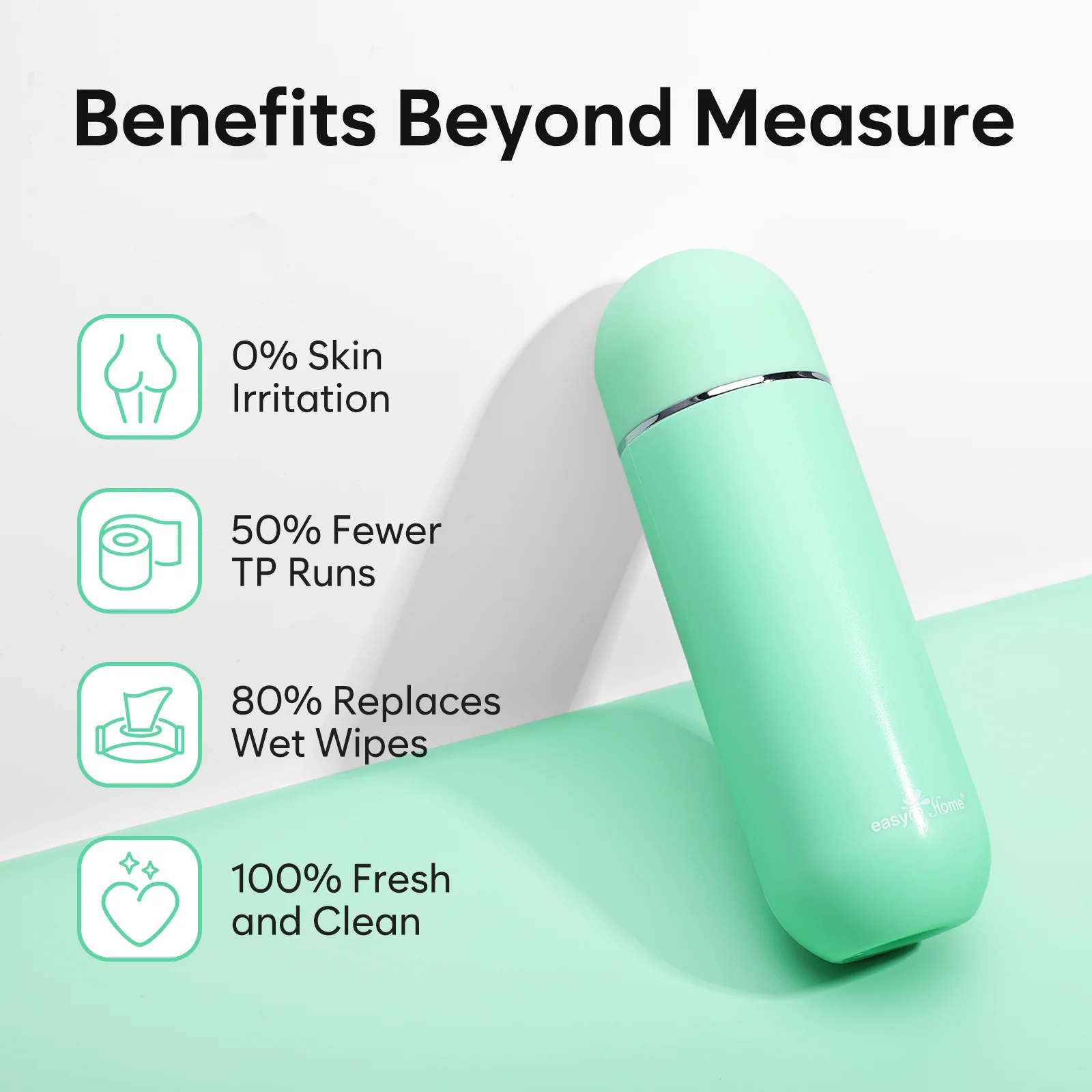 Easy@Home Portable Bidet for Travel: Peri Bottle for Postpartum Care - Handheld Sprayer for Women & Men | 380ml(12.8oz) Large Personal Hygiene Cleaning Bottle | BPA-free | EPB-01 Green - Image 2