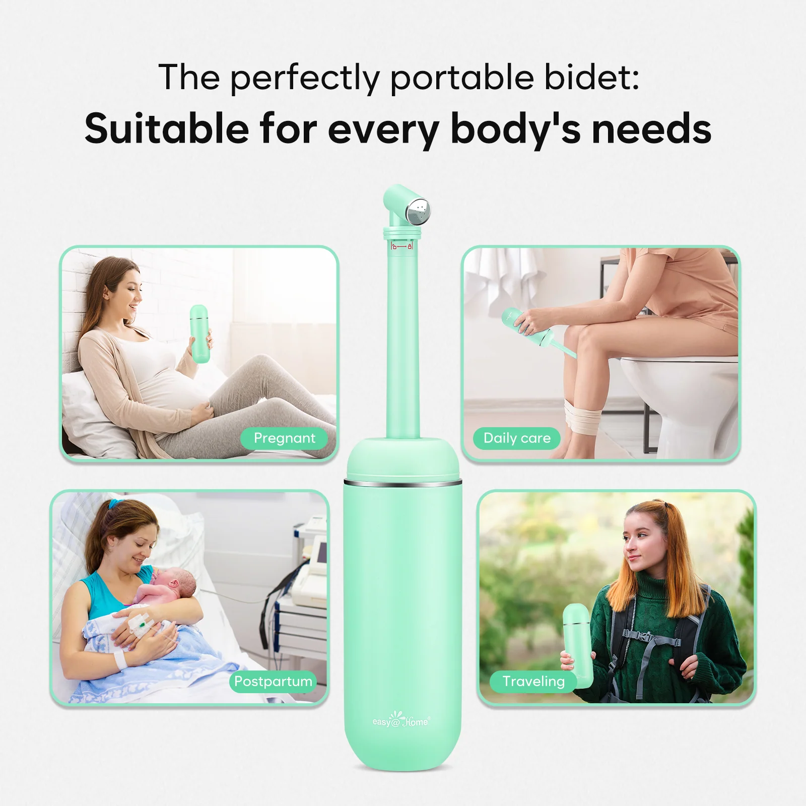 Easy@Home Portable Bidet for Travel: Peri Bottle for Postpartum Care - Handheld Sprayer for Women & Men | 380ml(12.8oz) Large Personal Hygiene Cleaning Bottle | BPA-free | EPB-01 Green - Image 7