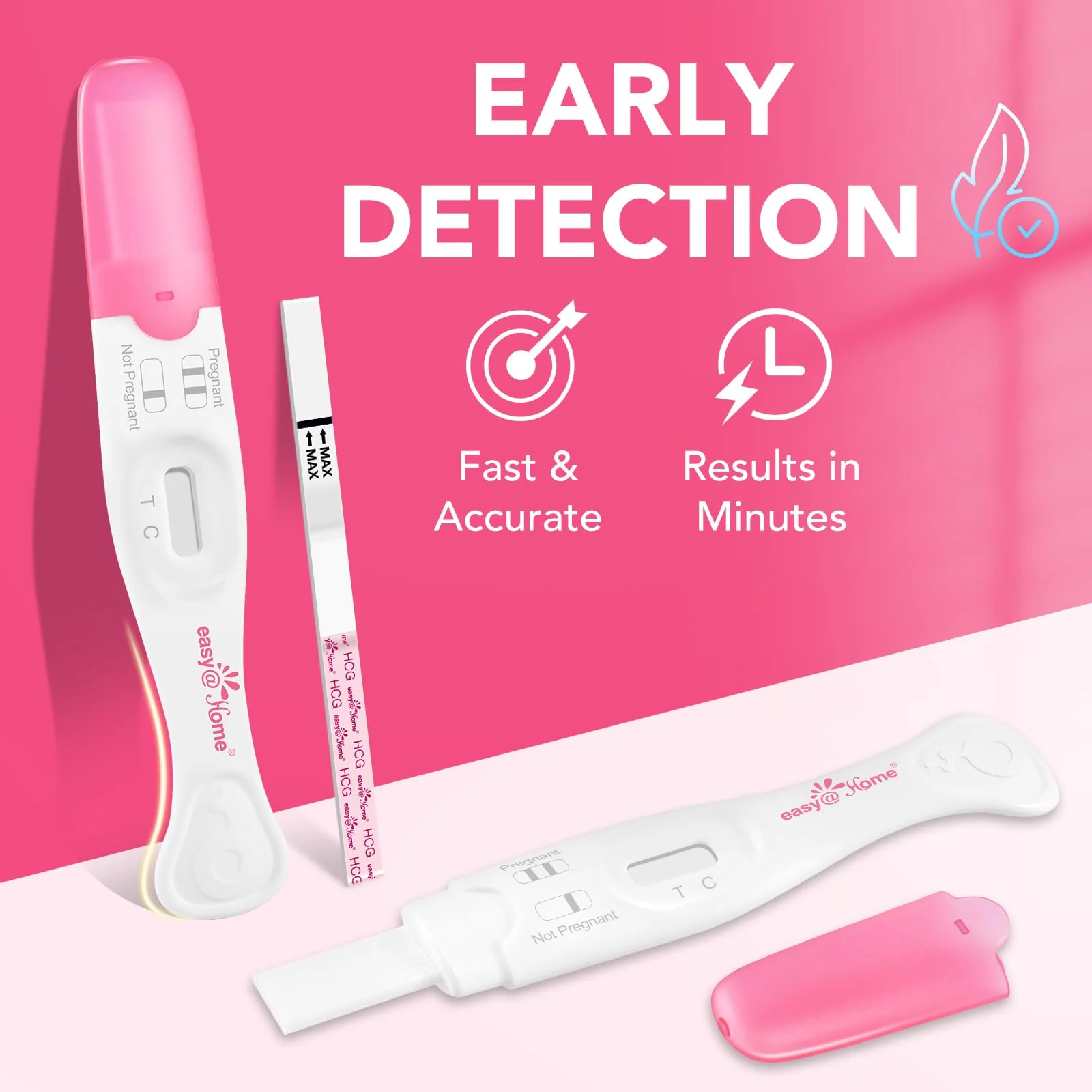 Easy@Home Pregnancy Test Kit - 6 Sticks + 12 Strips, Curved Handle - Early hCG Detection, Reliable & Accurate Results in Minutes, Easy Home Use, Valid until Oct 15,2026 - Image 3