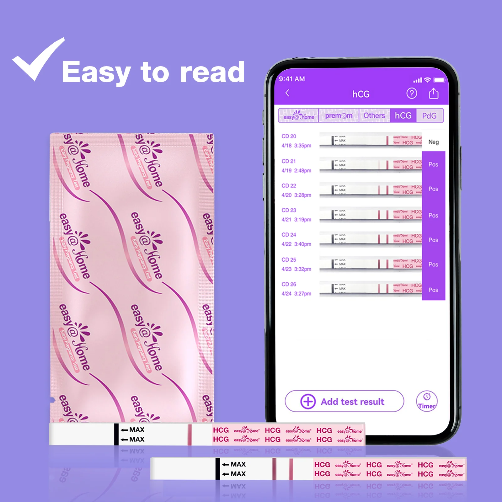 Easy@Home Pregnancy Test Strips Kit: 50-Pack HCG Test Strips, Early Detection Home Pregnancy Test EZW1-S:50 - Image 6