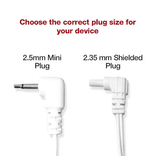 Easy@Home Replacement TENS Lead Wires, for EHE009, 2.5mm Mini Plug to Two 2mm Pin Connectors, 2pc/Pack #EHE009(W) - Image 2