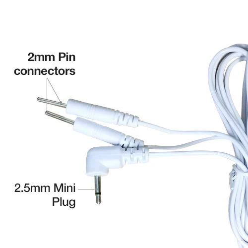 Easy@Home Replacement TENS Lead Wires, for EHE009, 2.5mm Mini Plug to Two 2mm Pin Connectors, 2pc/Pack #EHE009(W) - Image 3