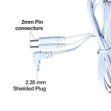 Easy@Home Replacement TENS Lead Wires, for EHE010/012pro,2.35mm Shielded Plug to Two 2mm Pin Connectors,2pc/Pack #EHE010-012(W) - Image 3