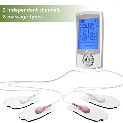 Easy@Home Rechargeable TENS Unit + EMS Muscle Stimulator, 2 Independent Channels, 20 Intensity Levels, 8 Massage Types+16 Modes, 510K Cleared FSA Eligible Handheld Electronic Pulse Massager, EHE029G-B - Image 3